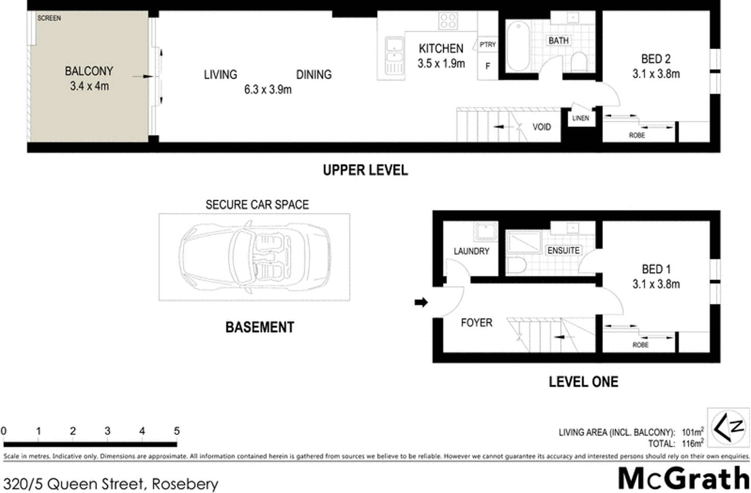 Floorplan of Homely apartment listing, 320/5 Queen Street, Rosebery NSW 2018