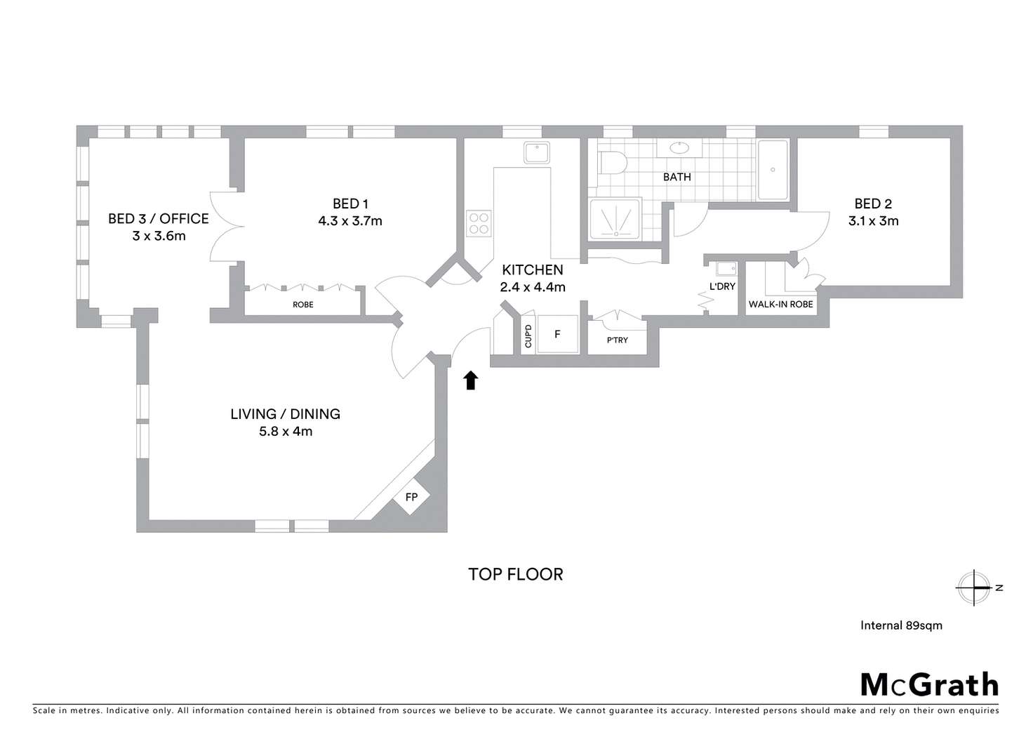 Floorplan of Homely apartment listing, 3/107 Middle Head Road, Mosman NSW 2088