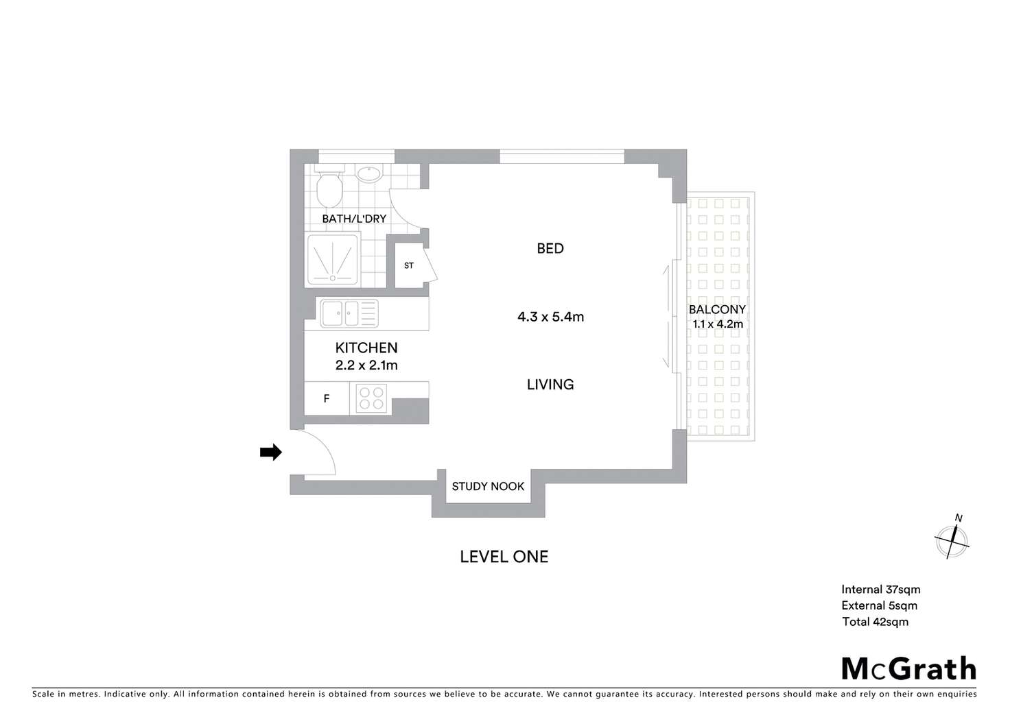 Floorplan of Homely studio listing, 1B/23 Baden Road, Neutral Bay NSW 2089