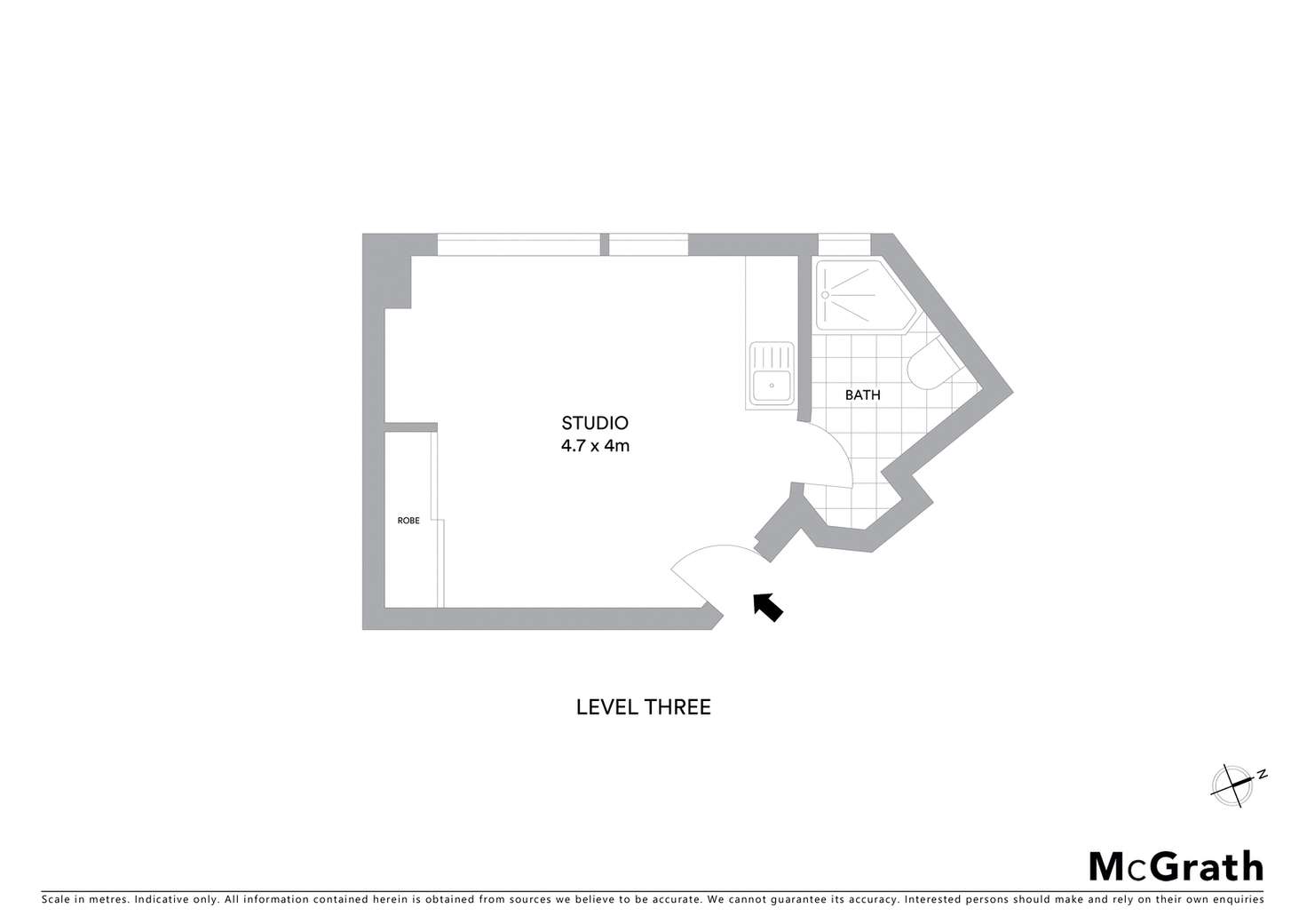 Floorplan of Homely studio listing, 308/2B Mona Road, Darling Point NSW 2027