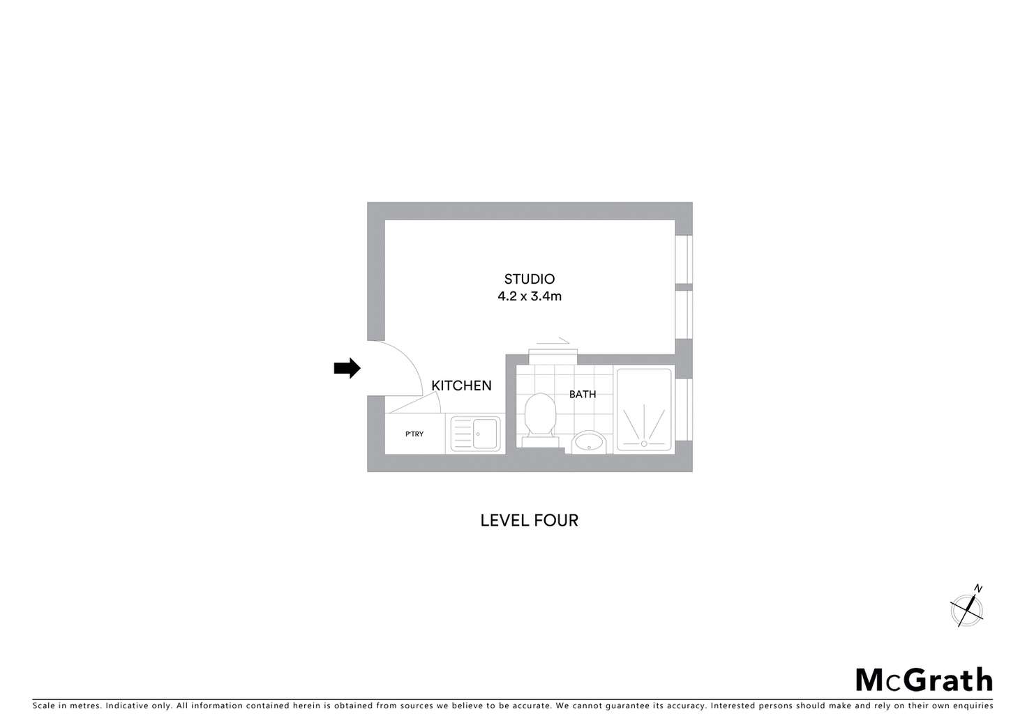 Floorplan of Homely studio listing, 404/2B Mona Road, Darling Point NSW 2027
