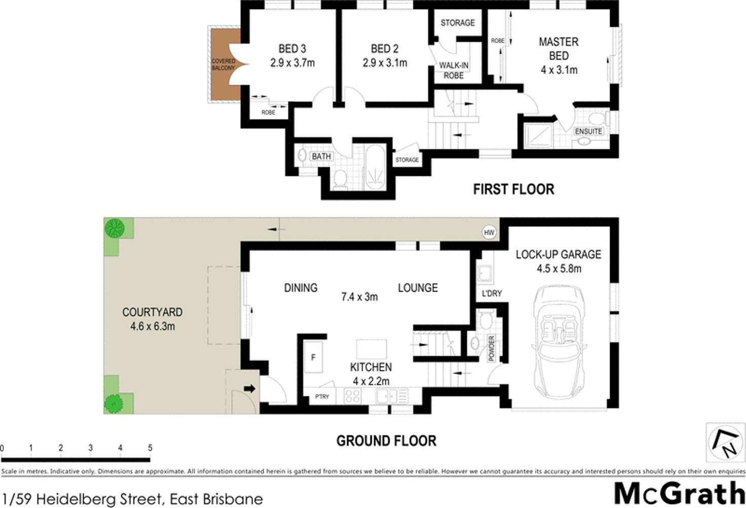 Floorplan of Homely townhouse listing, 1/59 Heidelberg Street, East Brisbane QLD 4169