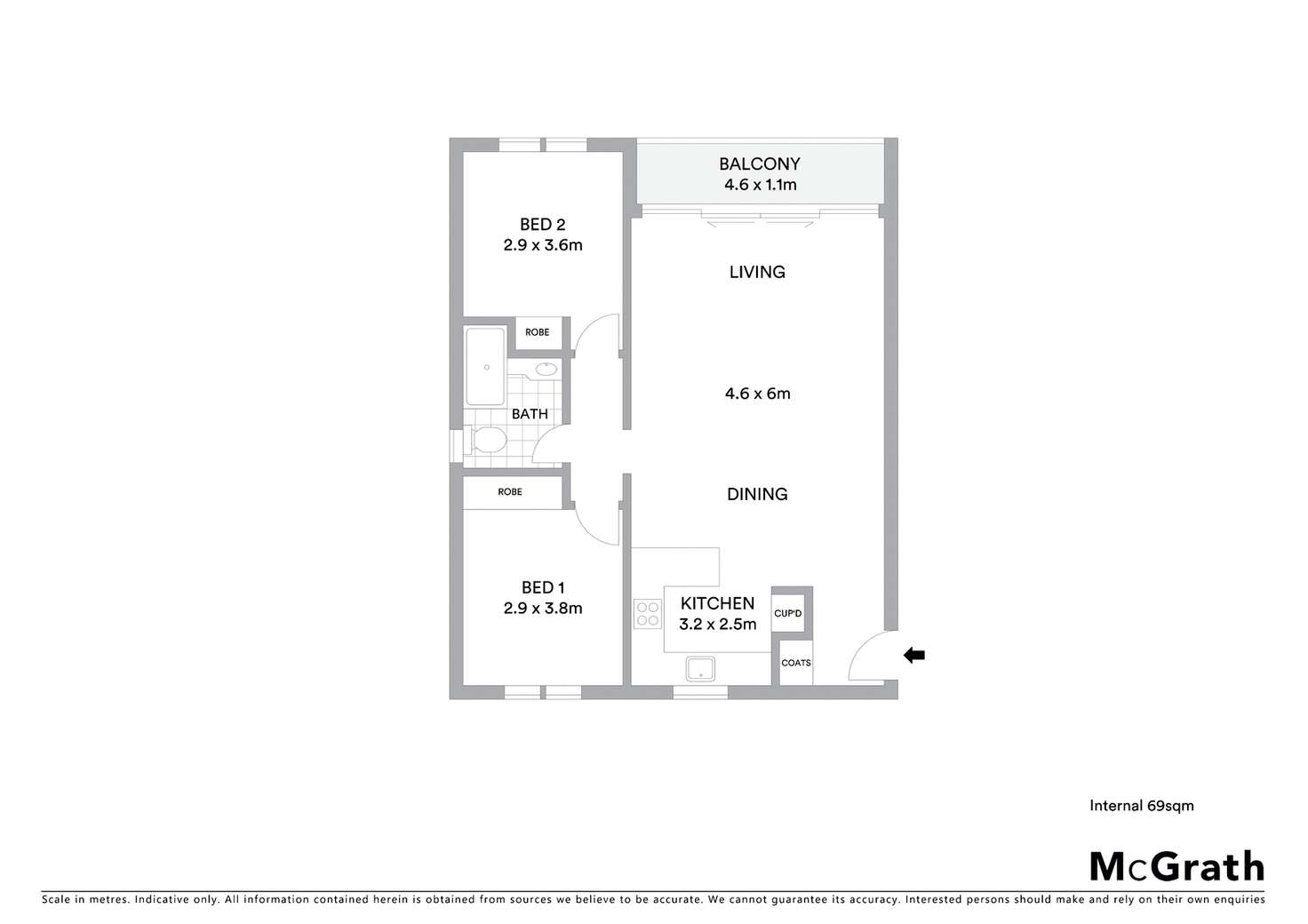 Floorplan of Homely apartment listing, 1/3 Bonrook Street, Hawker ACT 2614