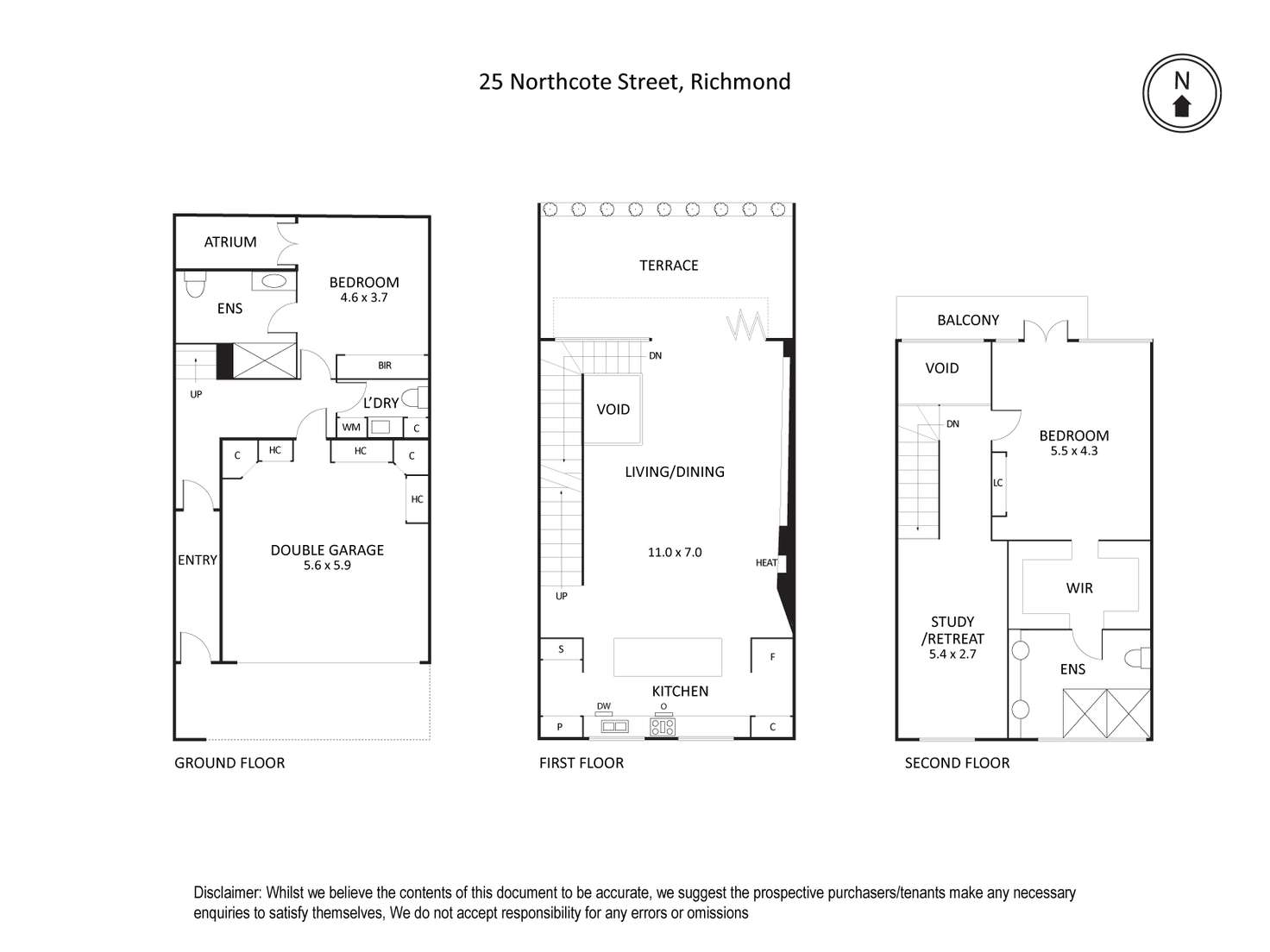 Floorplan of Homely townhouse listing, 25 Northcote Street, Richmond VIC 3121