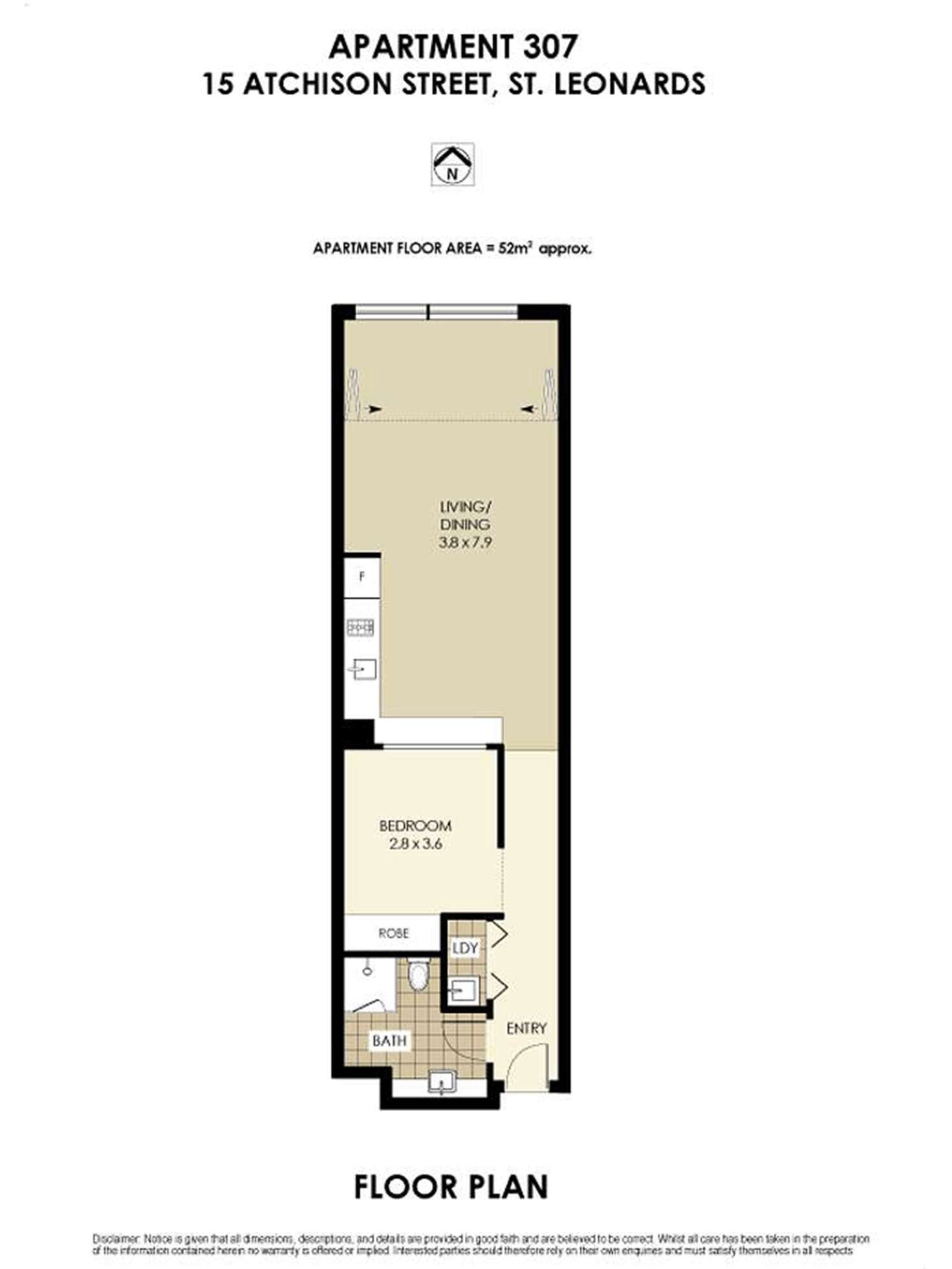Floorplan of Homely apartment listing, 307/15 Atchison Street, St Leonards NSW 2065