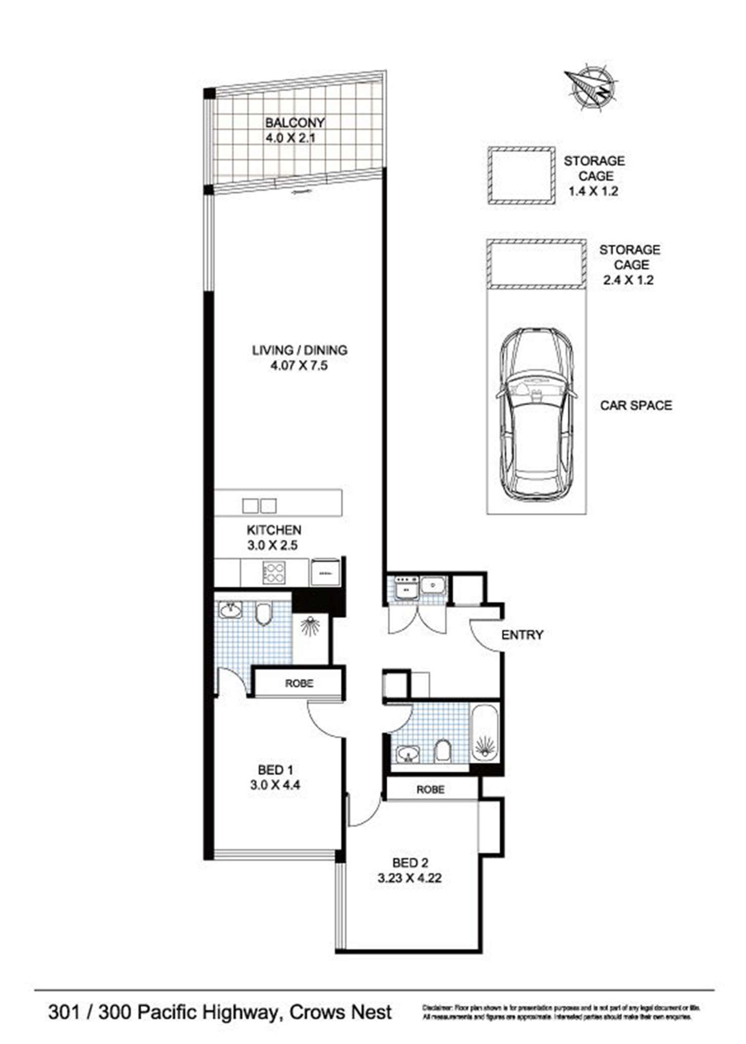 Floorplan of Homely apartment listing, 301/300 Pacific Highway, Crows Nest NSW 2065