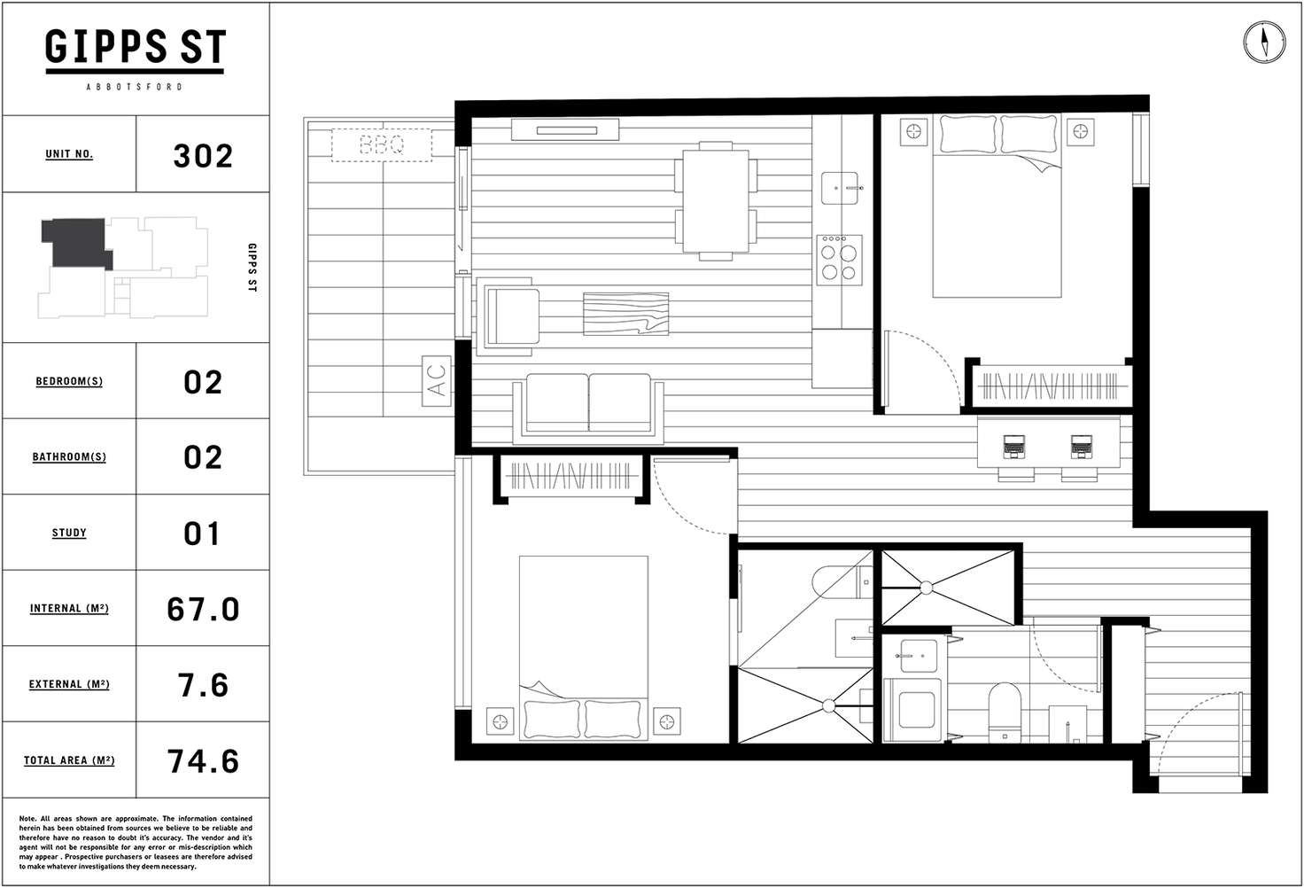 Floorplan of Homely apartment listing, 302/120 Gipps Street, Abbotsford VIC 3067