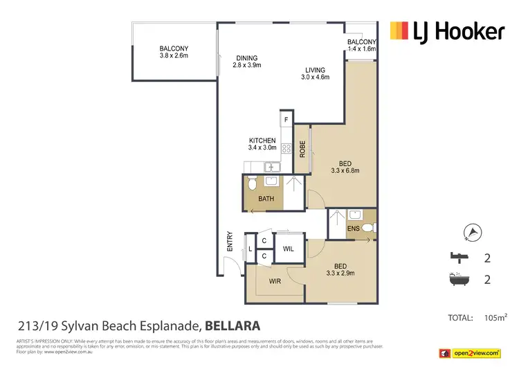 Floorplan of Homely unit listing, 213/19 Sylvan Beach Esplanade, Bellara QLD 4507