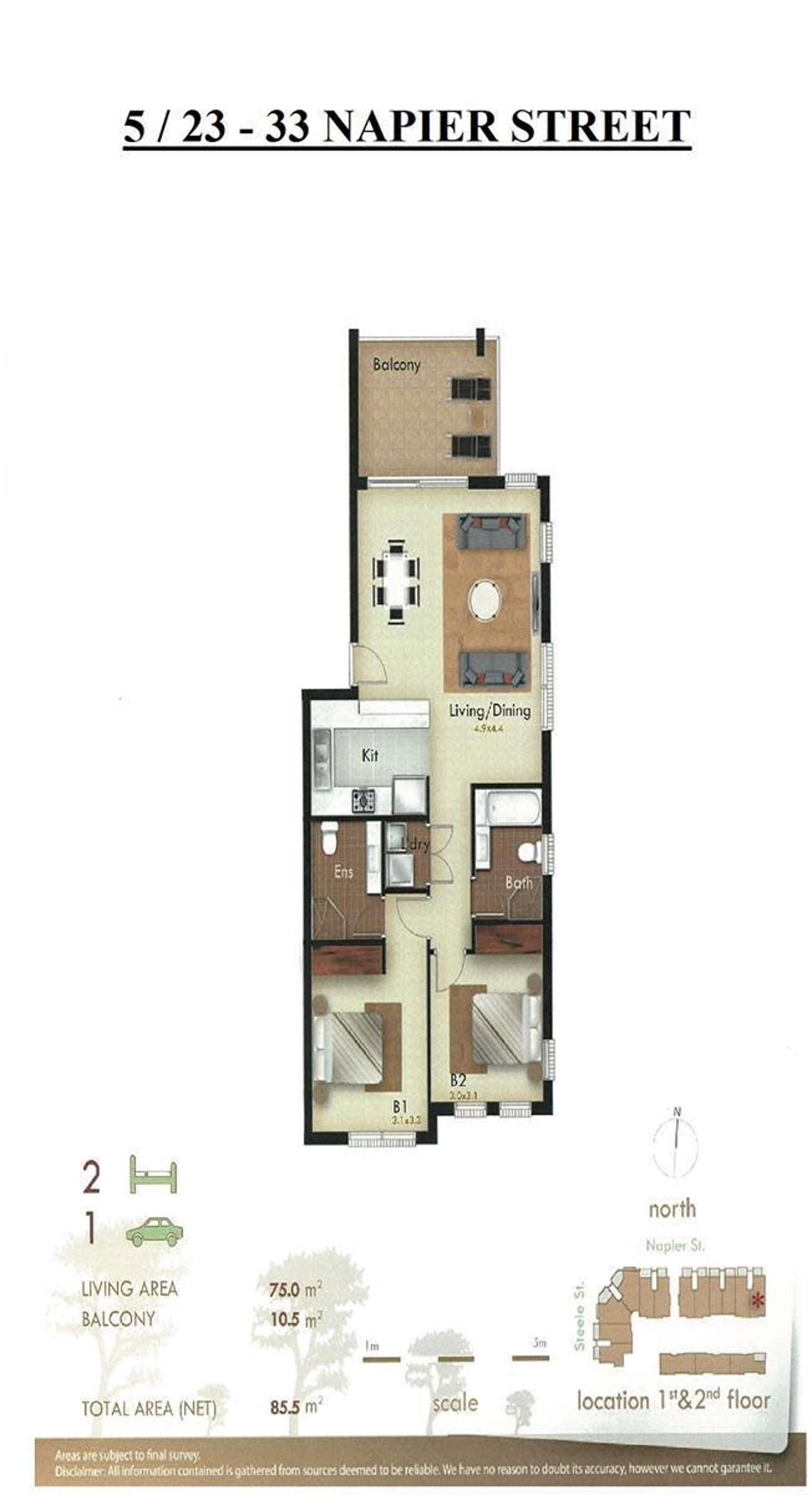 Floorplan of Homely apartment listing, 5/23-33 Napier Street, Parramatta NSW 2150