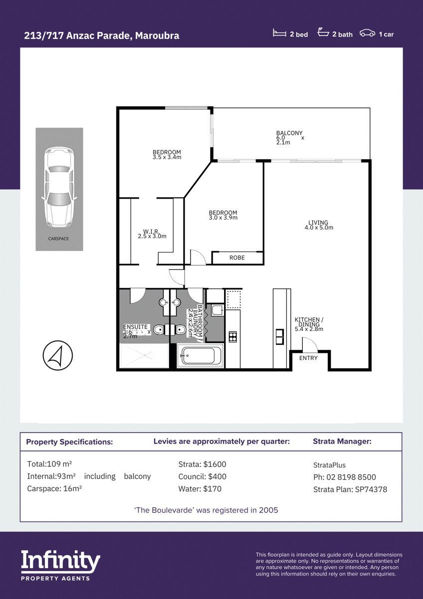 Floorplan of Homely apartment listing, 213/717 Anzac Parade, Maroubra NSW 2035