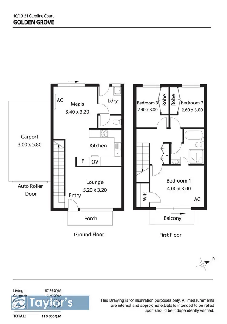 Floorplan of Homely townhouse listing, 10/19-21 Caroline Court, Golden Grove SA 5125