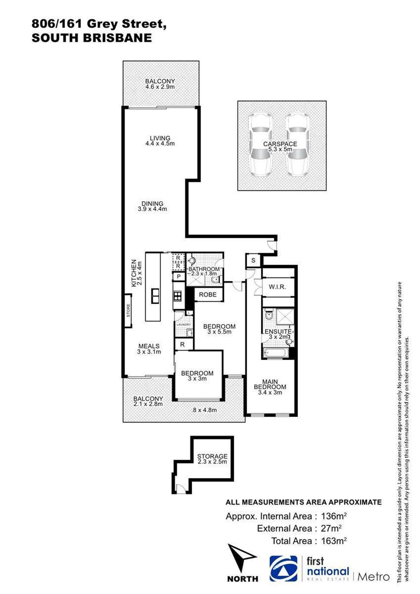 Floorplan of Homely apartment listing, 806/161 Grey Street, South Brisbane QLD 4101