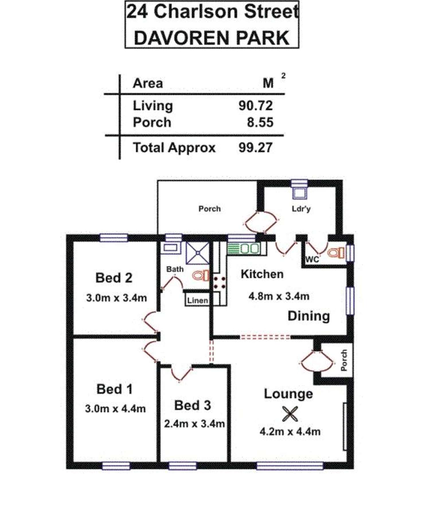 Floorplan of Homely semiDetached listing, 24 Charlson Street, Davoren Park SA 5113