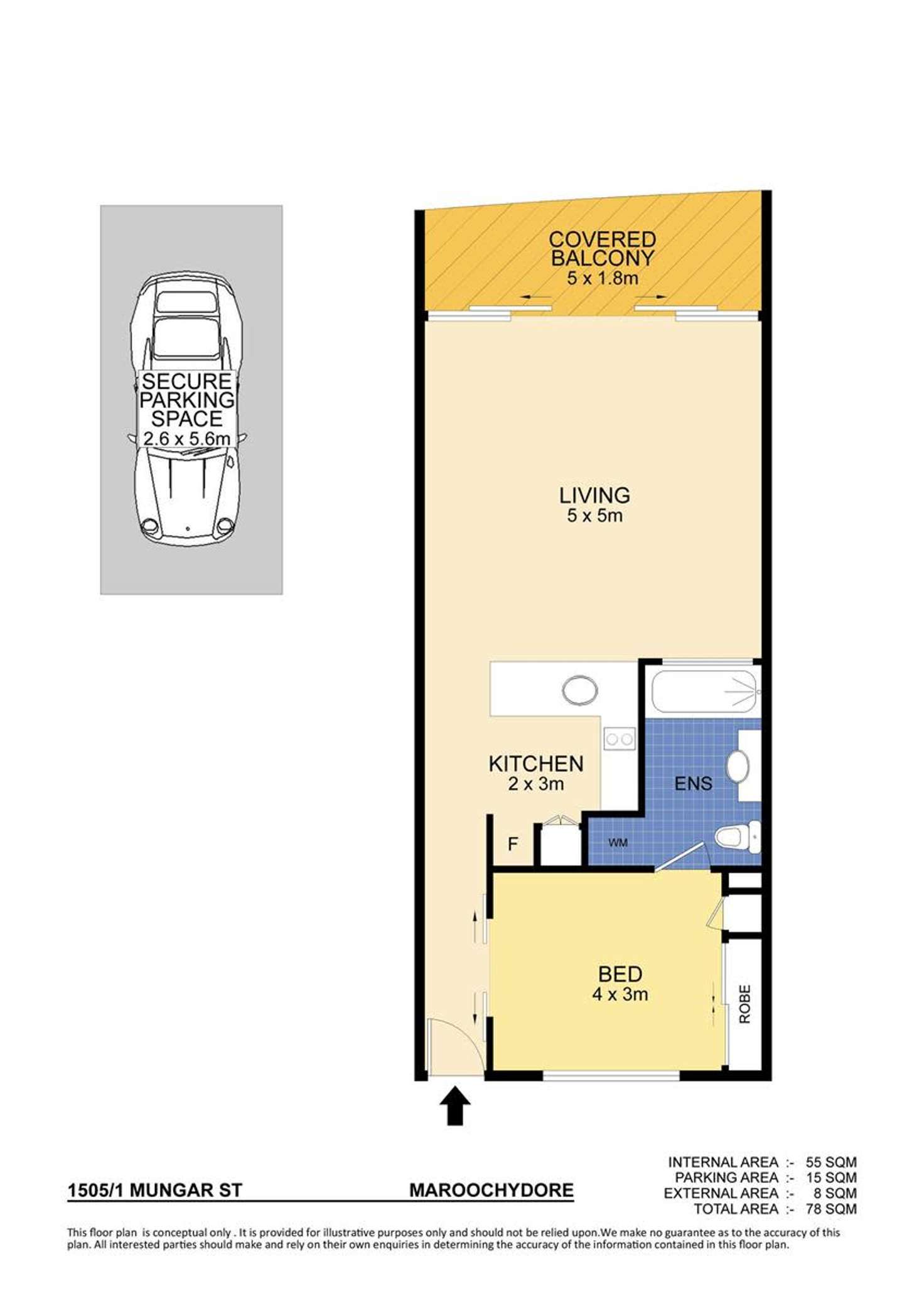 Floorplan of Homely unit listing, 1505/1A Mungar Street, Maroochydore QLD 4558