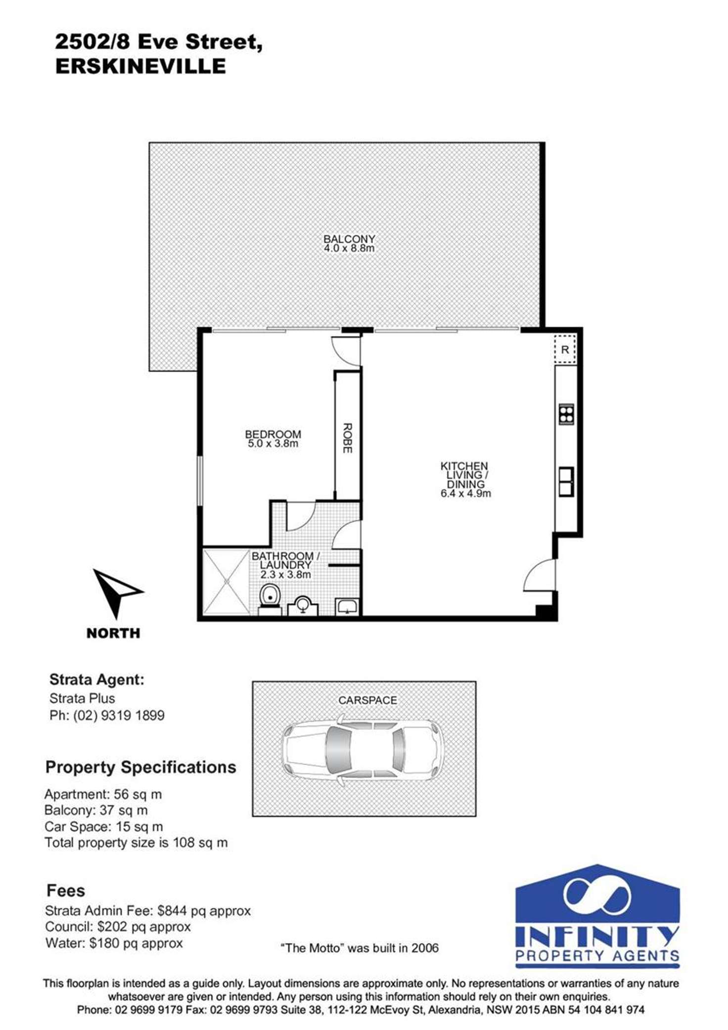 Floorplan of Homely apartment listing, 2502/8 Eve Street, Erskineville NSW 2043
