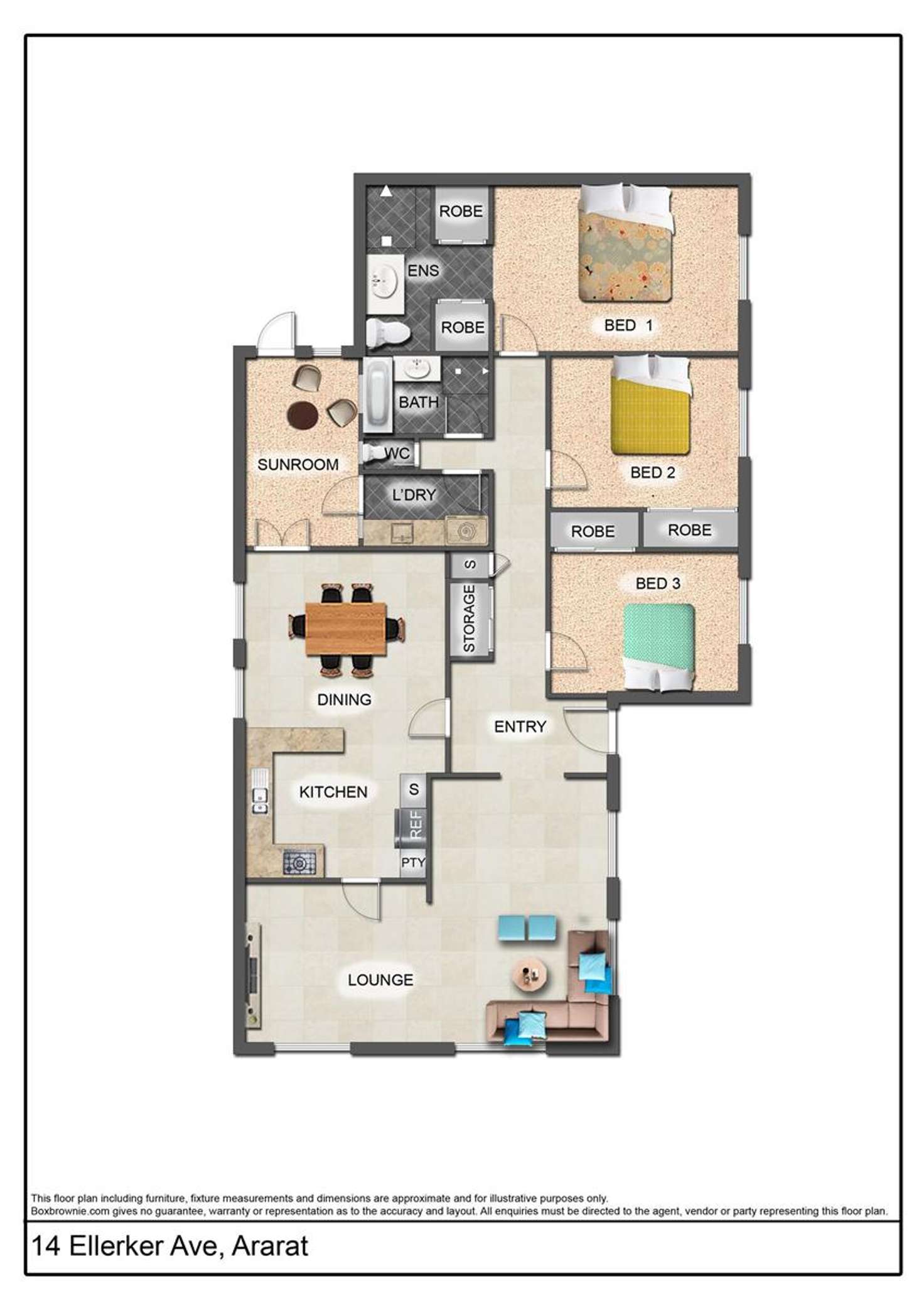 Floorplan of Homely house listing, 14 Ellerker Avenue, Ararat VIC 3377
