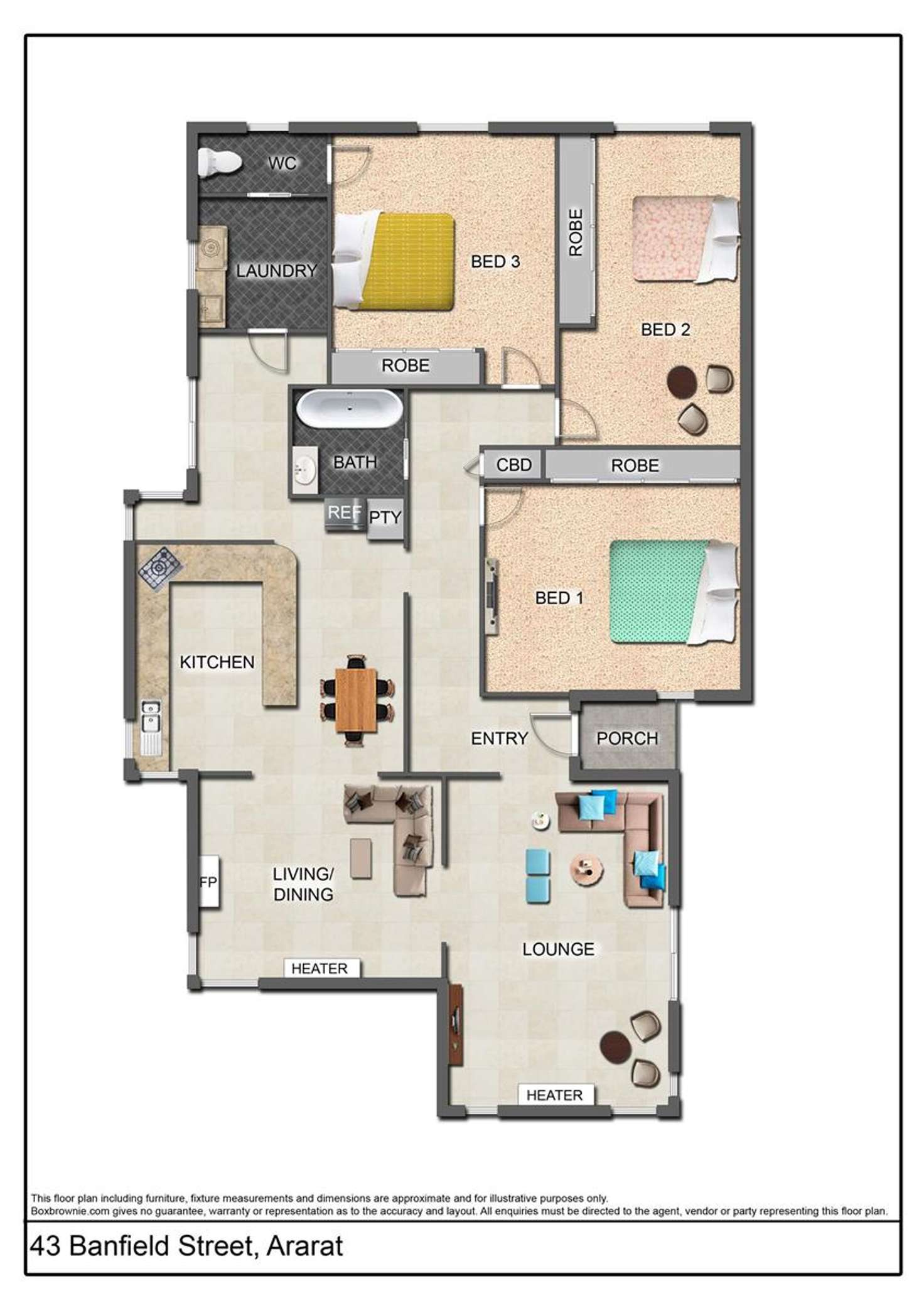Floorplan of Homely house listing, 43 Banfield Street, Ararat VIC 3377
