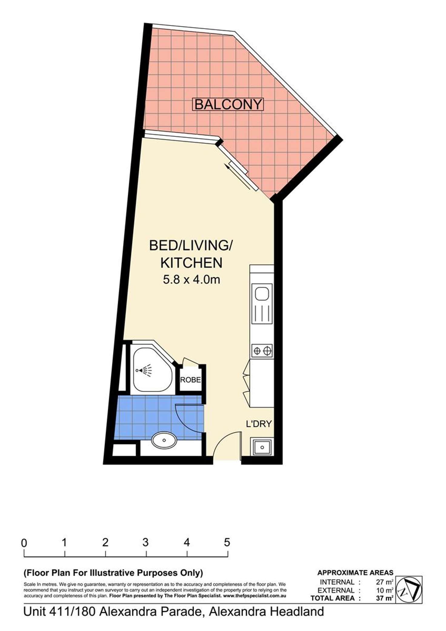 Floorplan of Homely unit listing, 411/180 Alexandra Parade, Alexandra Headland QLD 4572