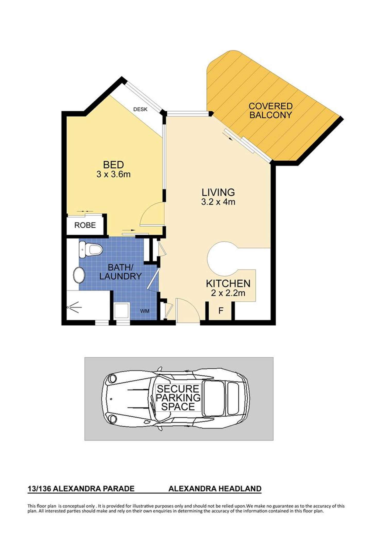 Floorplan of Homely unit listing, 13/136 Alexandra Parade, Alexandra Headland QLD 4572