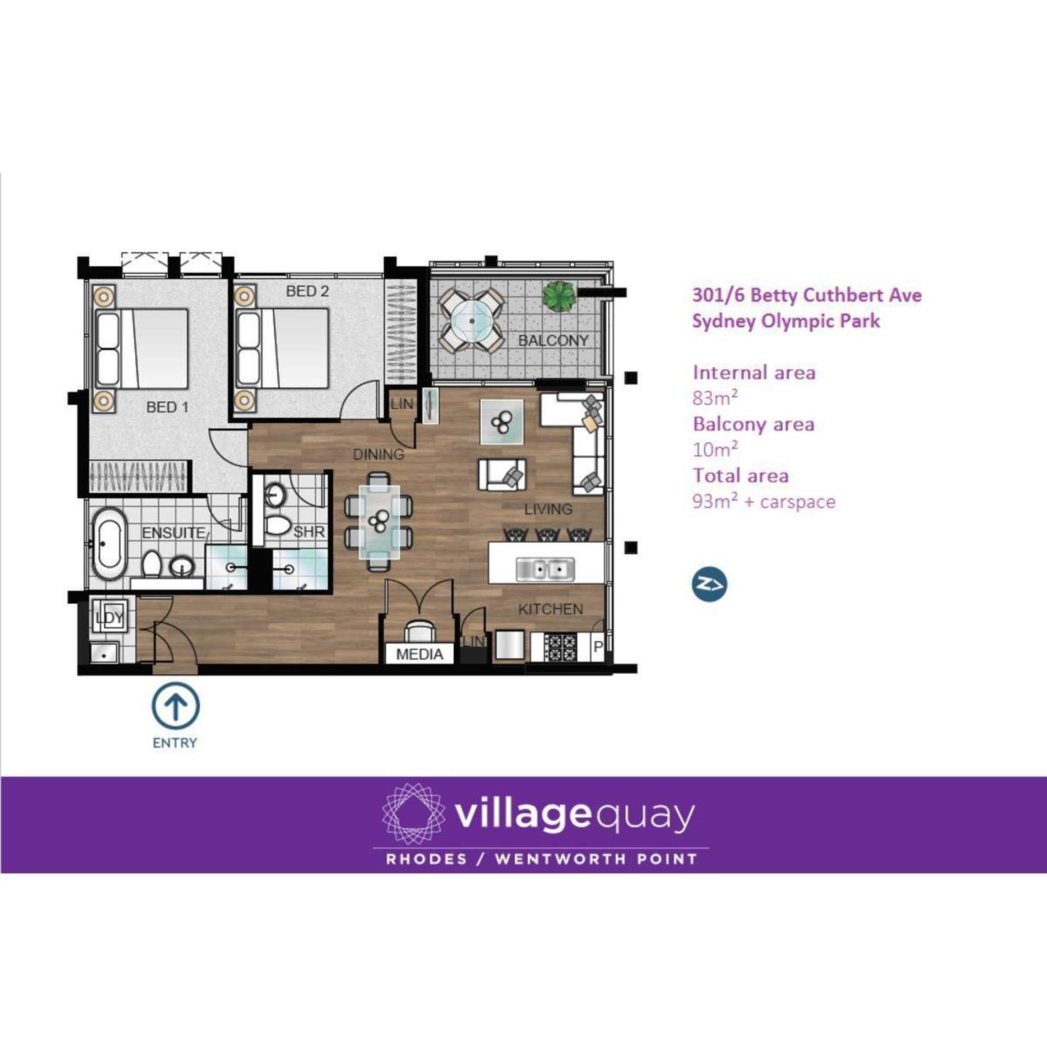 Floorplan of Homely apartment listing, 301/6 Betty Cuthbert Avenue, Sydney Olympic Park NSW 2127