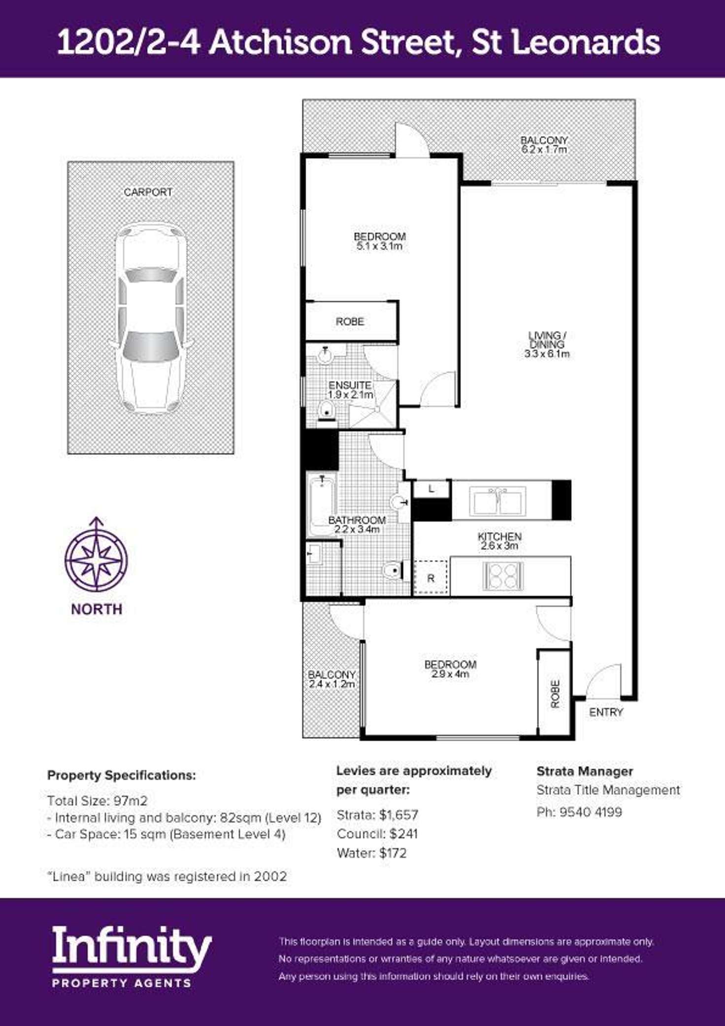 Floorplan of Homely apartment listing, 1202/2-4 Atchison Street, St Leonards NSW 2065