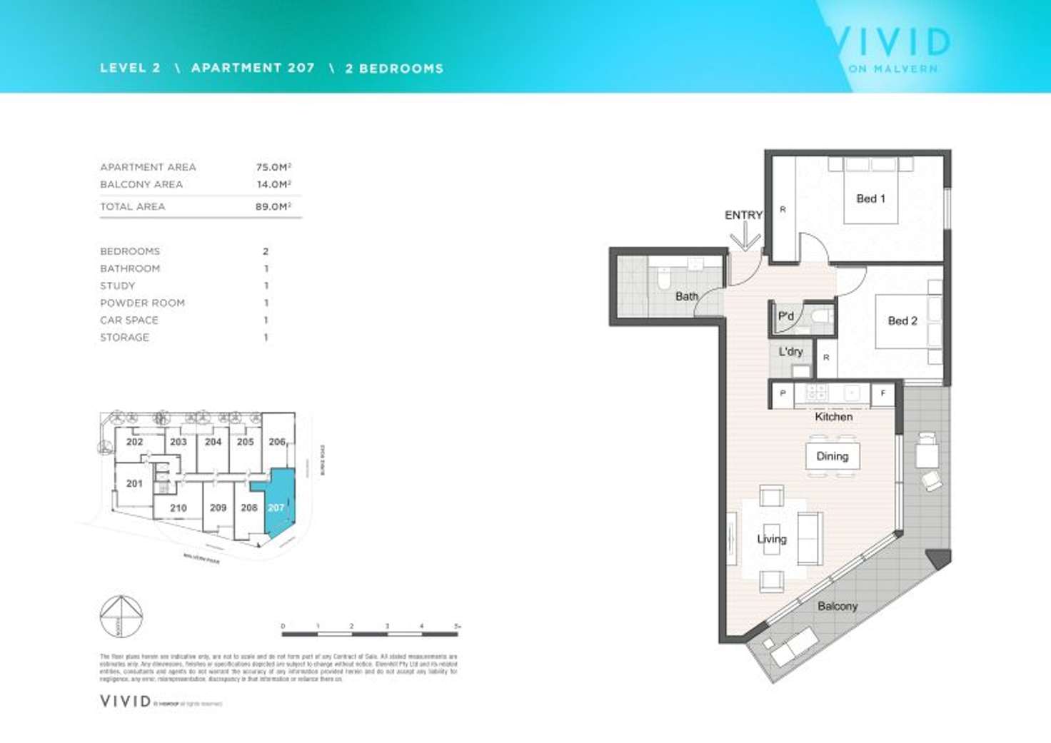 Floorplan of Homely apartment listing, 207/1615 Malvern Road, Glen Iris VIC 3146