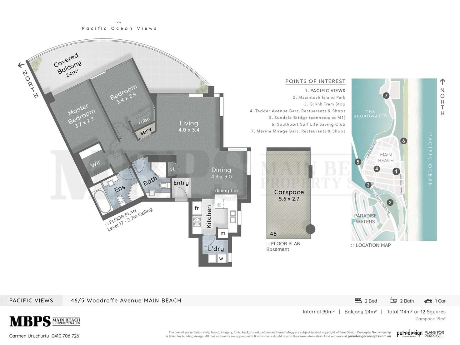 Floorplan of Homely apartment listing, 'PACIFIC VIEWS' 5 Woodroffe Avenue, Main Beach QLD 4217