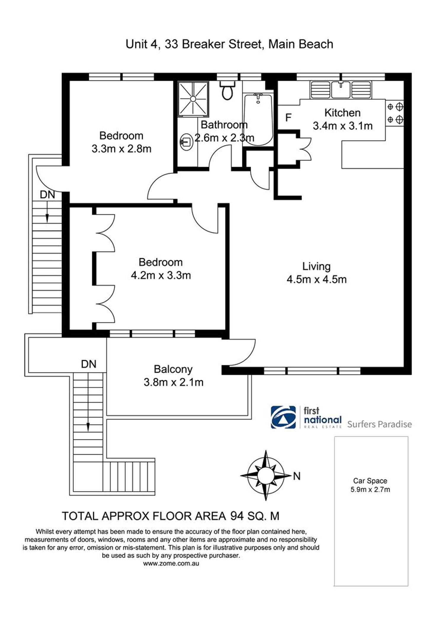 Floorplan of Homely apartment listing, 4/33 Breaker Street, Main Beach QLD 4217
