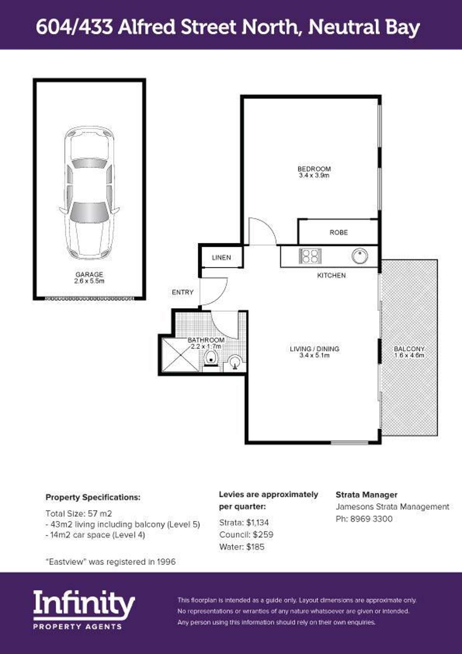 Floorplan of Homely apartment listing, 604/433 Alfred Street North, Neutral Bay NSW 2089