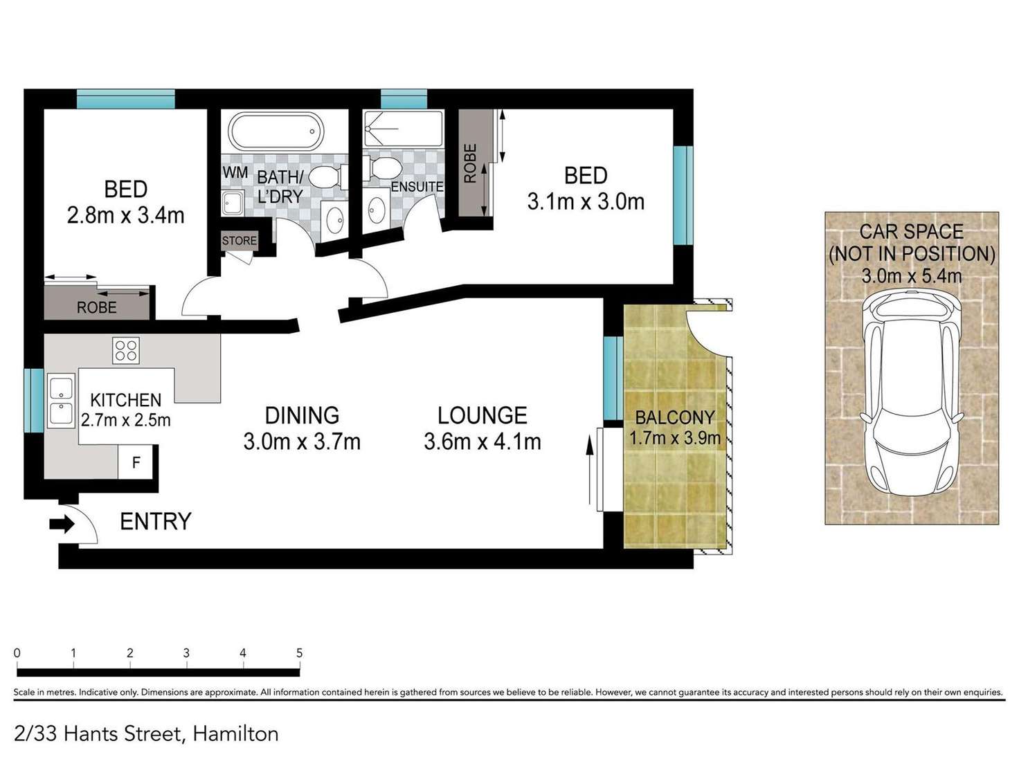 Floorplan of Homely apartment listing, 2/33 Hants Street, Hamilton QLD 4007