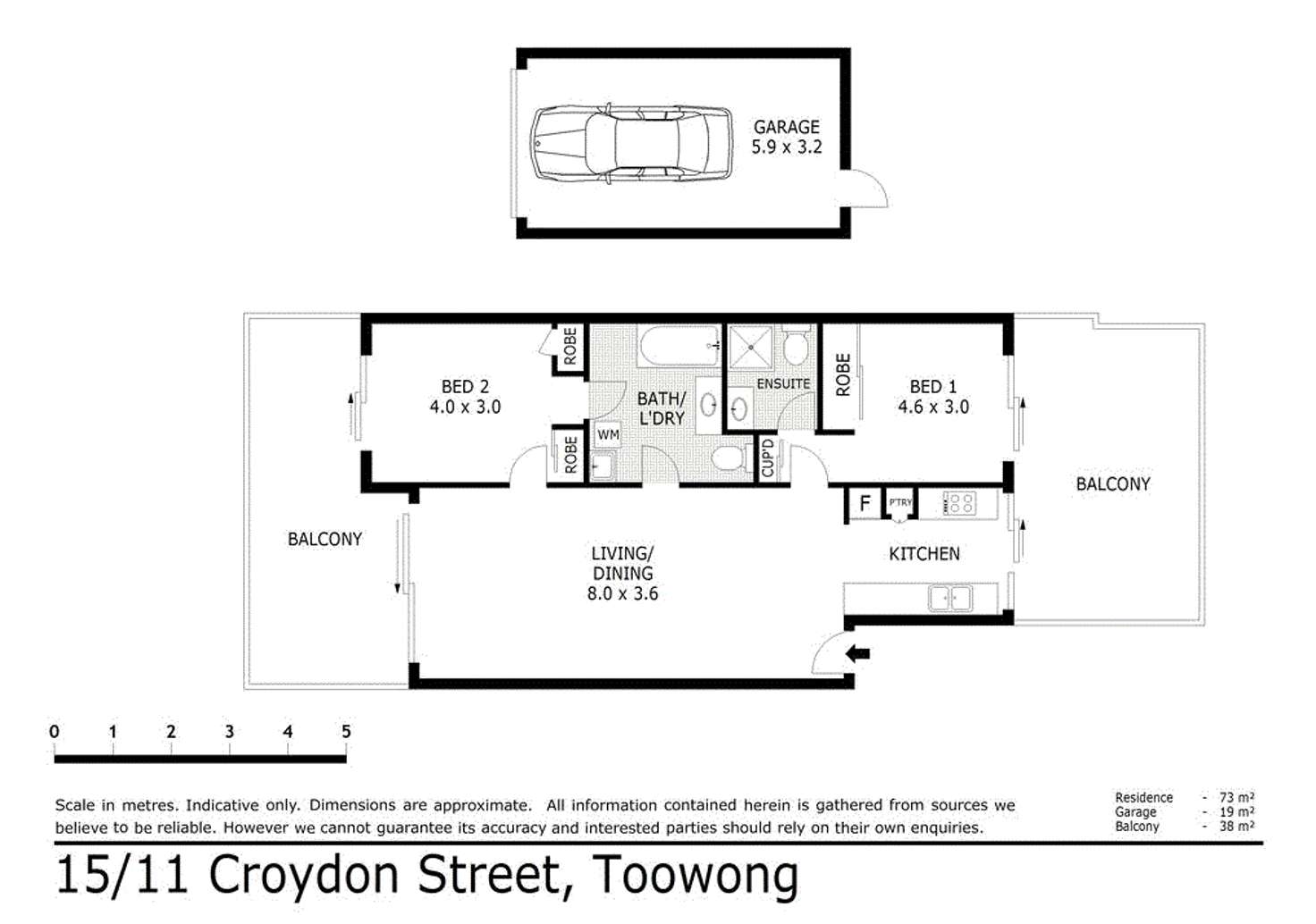Floorplan of Homely apartment listing, 15/11 Croydon Street, Toowong QLD 4066