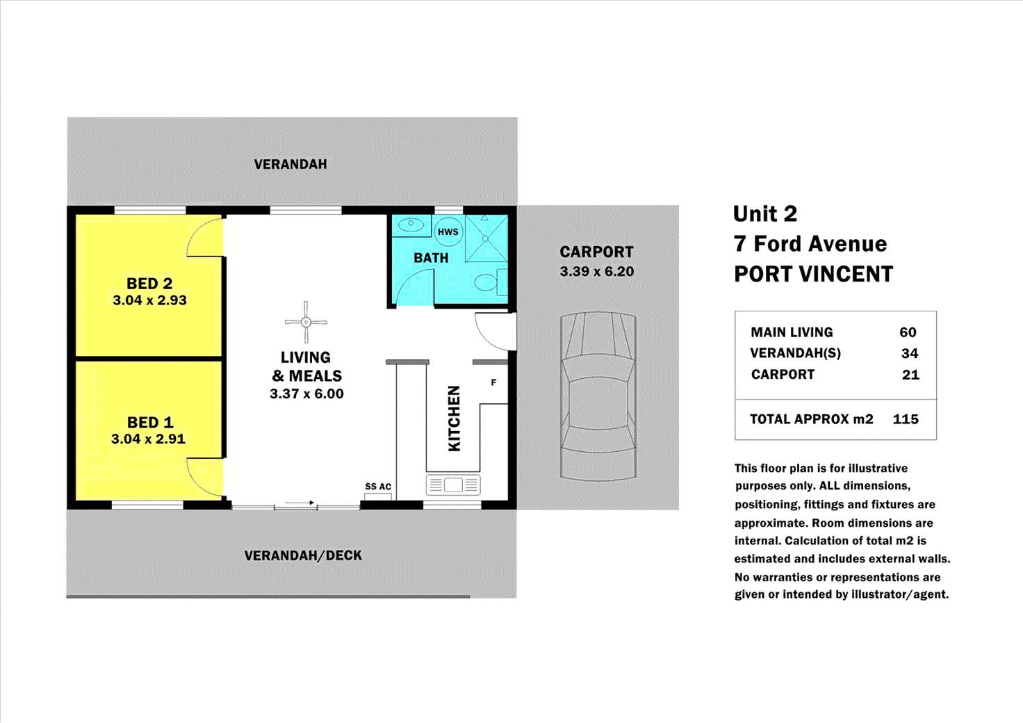 Floorplan of Homely apartment listing, 2/7 Ford Avenue, Port Vincent SA 5581