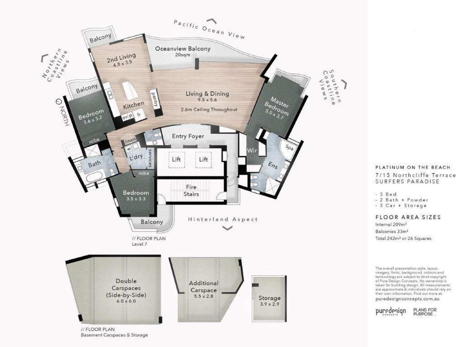 Floorplan of Homely apartment listing, 7 'Platinum on the Beach' 1 Markwell Avenue, Surfers Paradise QLD 4217