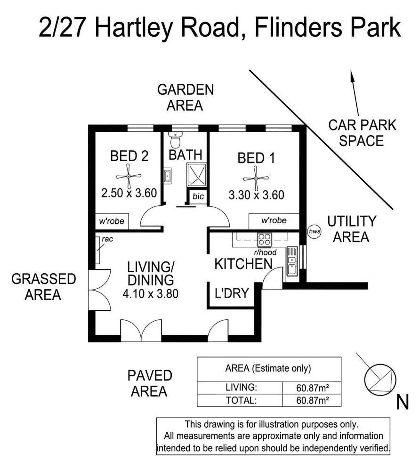 Floorplan of Homely unit listing, 2/27 Hartley Road, Flinders Park SA 5025