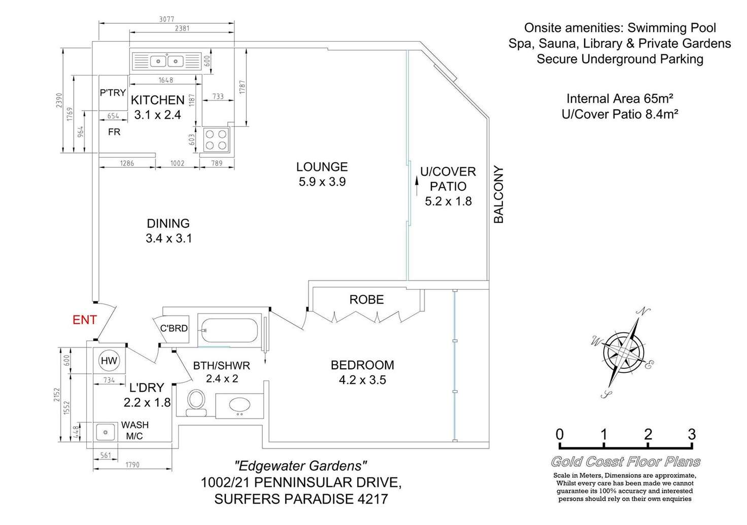 Floorplan of Homely apartment listing, 1002/21 Peninsular Drive, Surfers Paradise QLD 4217