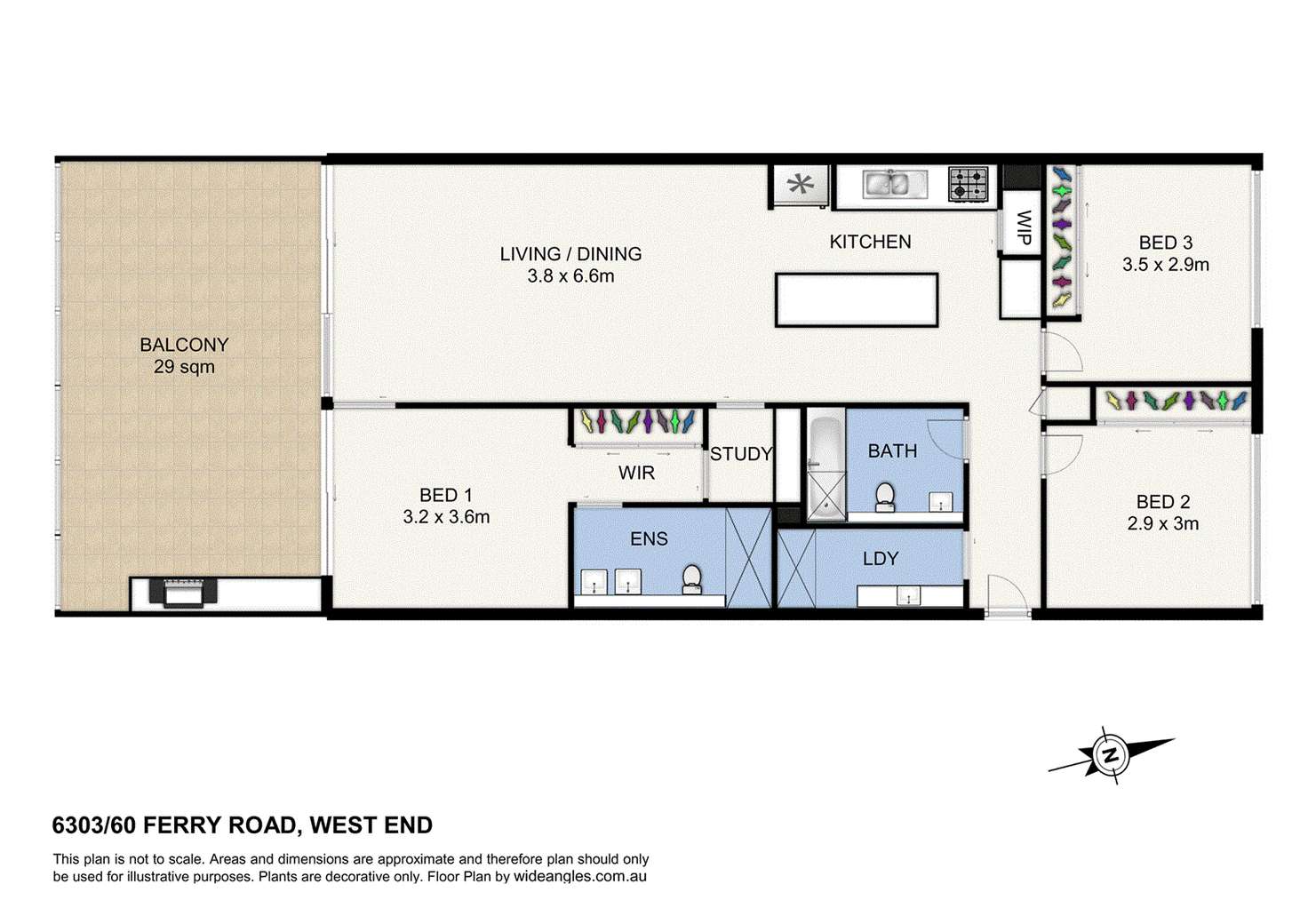 Floorplan of Homely apartment listing, 6303/60 Ferry Road, West End QLD 4101