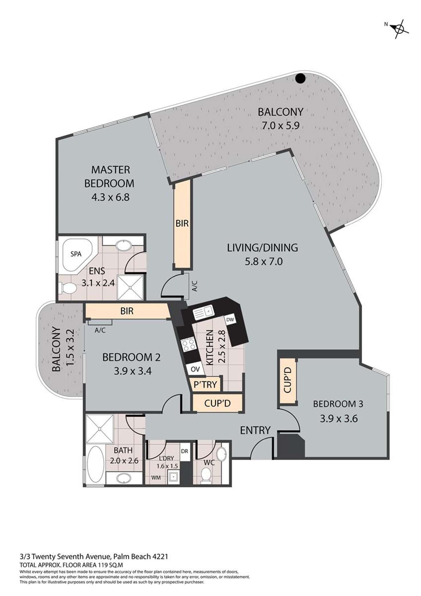 Floorplan of Homely apartment listing, 3/3 Twenty Seventh Avenue, Palm Beach QLD 4221