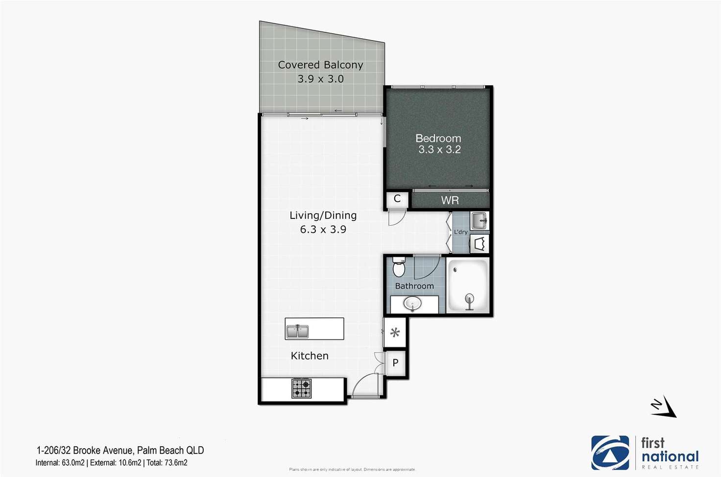 Floorplan of Homely apartment listing, 1-206/32 Brooke Avenue, Palm Beach QLD 4221