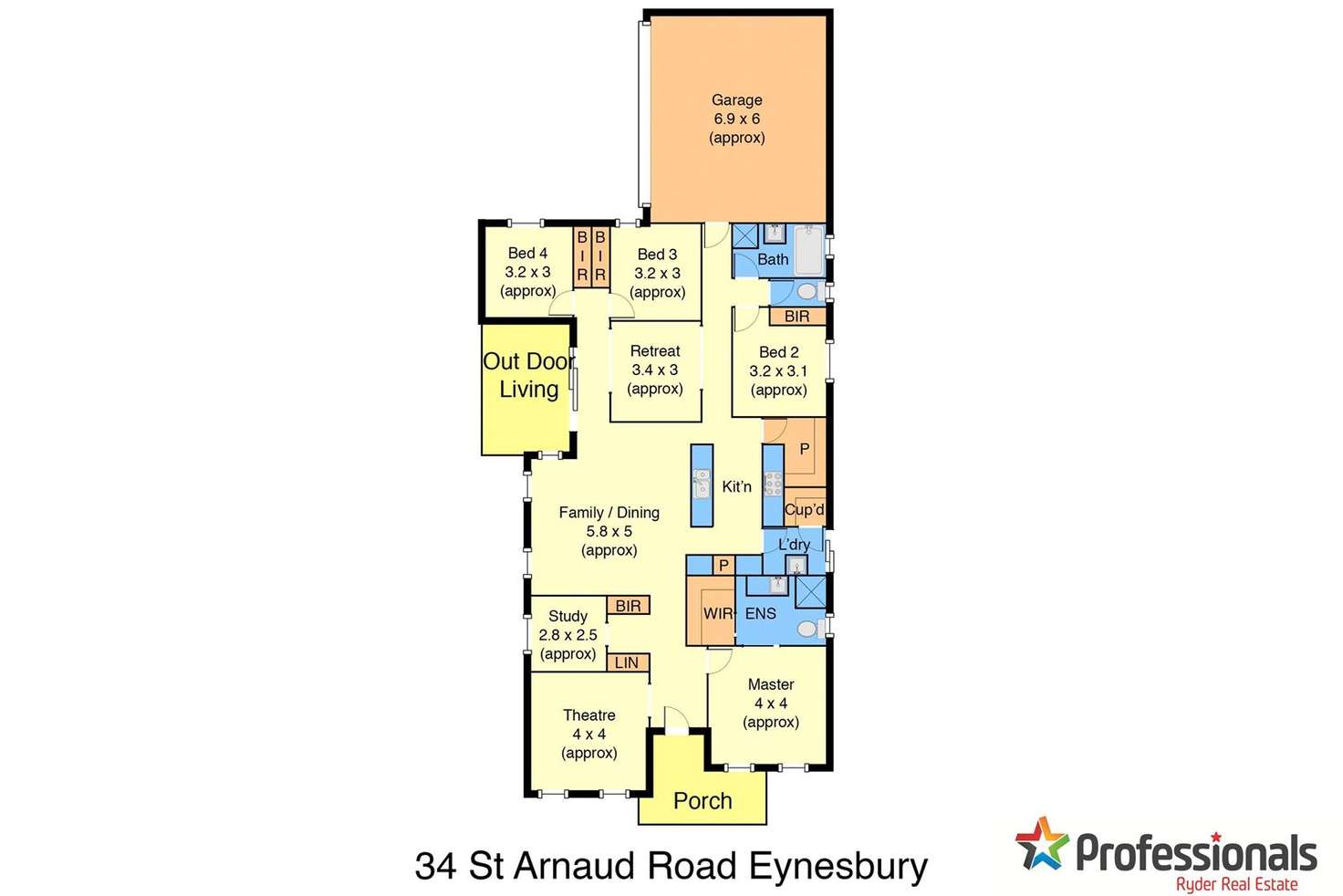 Floorplan of Homely house listing, 34 St Arnaud Road, Eynesbury VIC 3338