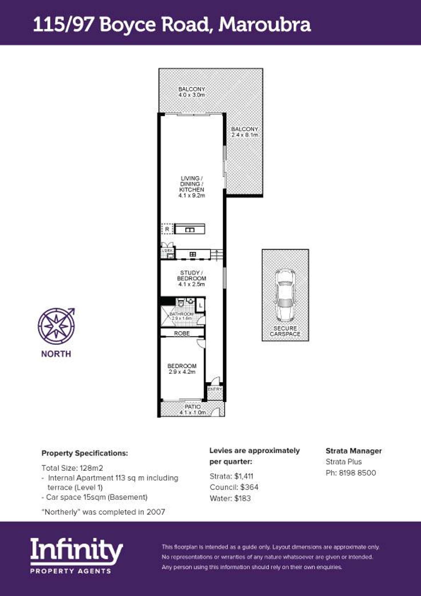 Floorplan of Homely apartment listing, 115/97 Boyce Road, Maroubra NSW 2035
