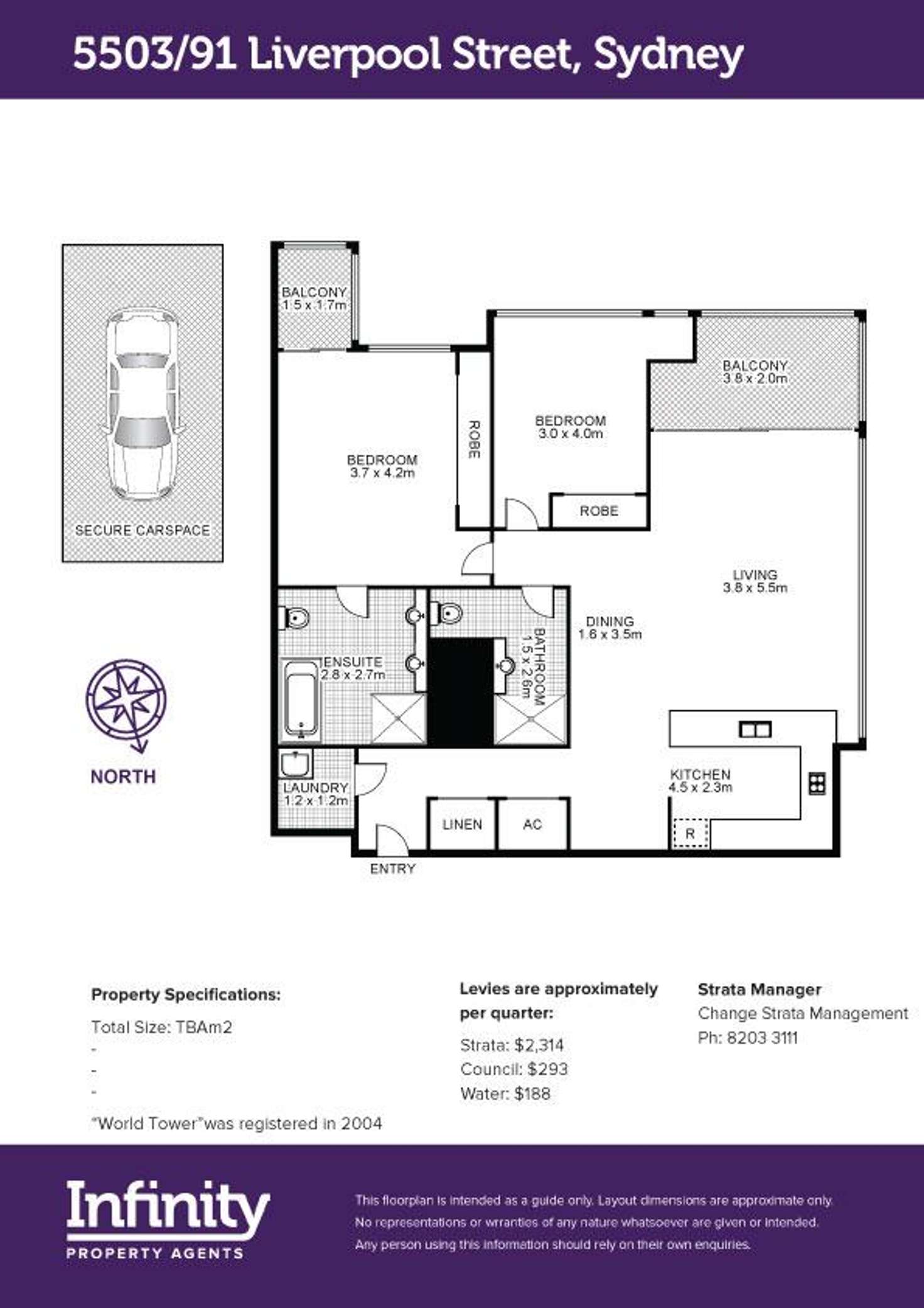 Floorplan of Homely apartment listing, 5503/91 Liverpool Street, Sydney NSW 2000