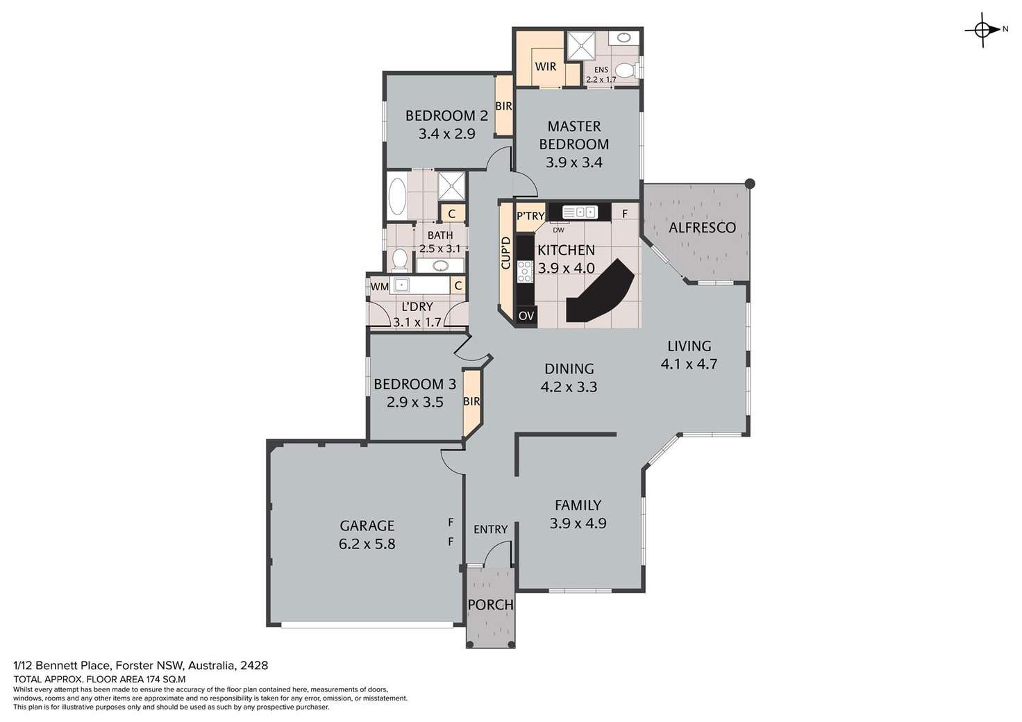 Floorplan of Homely villa listing, 1/12 Bennett Place, Forster NSW 2428