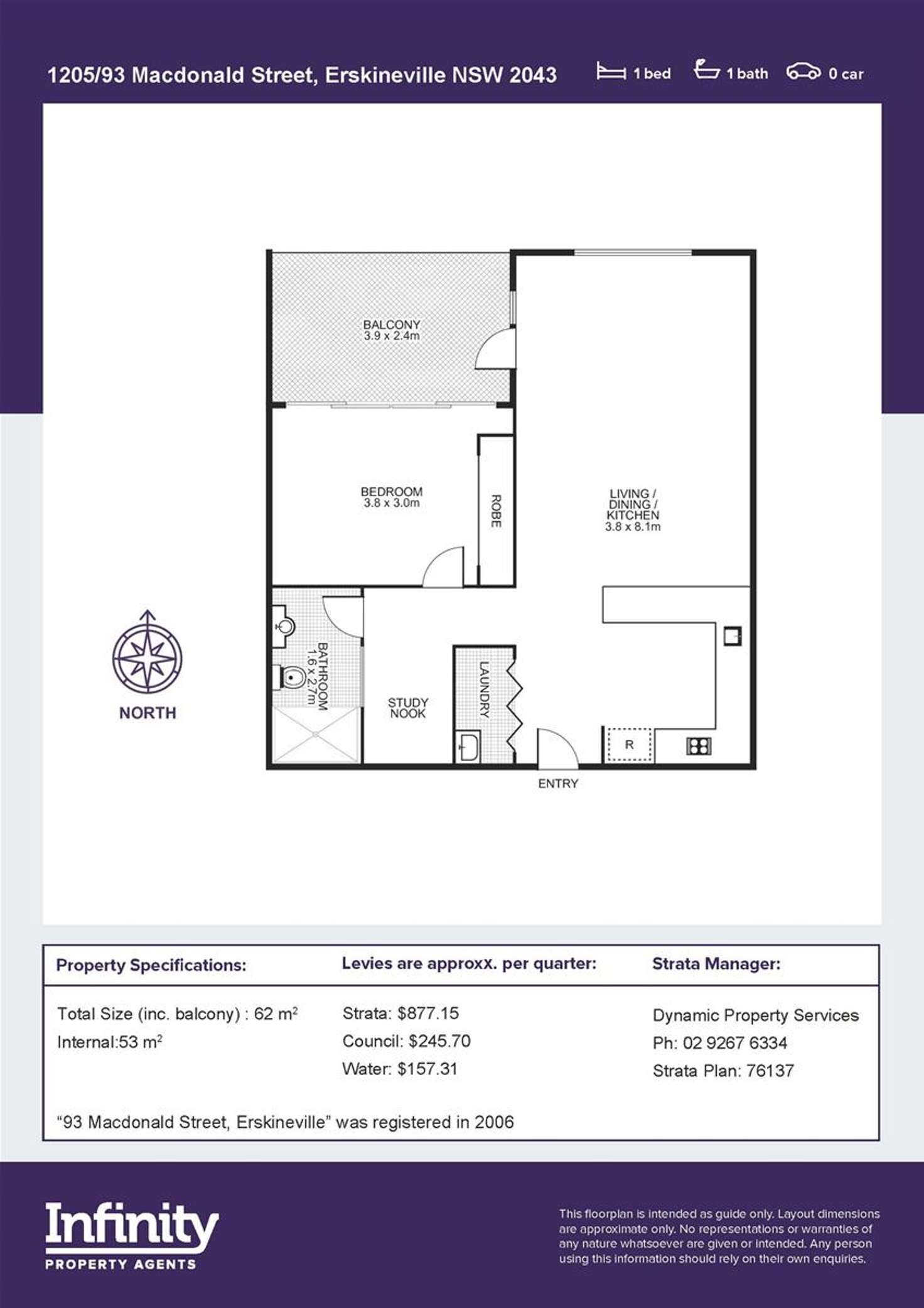 Floorplan of Homely apartment listing, 1205/93 Macdonald Street, Erskineville NSW 2043