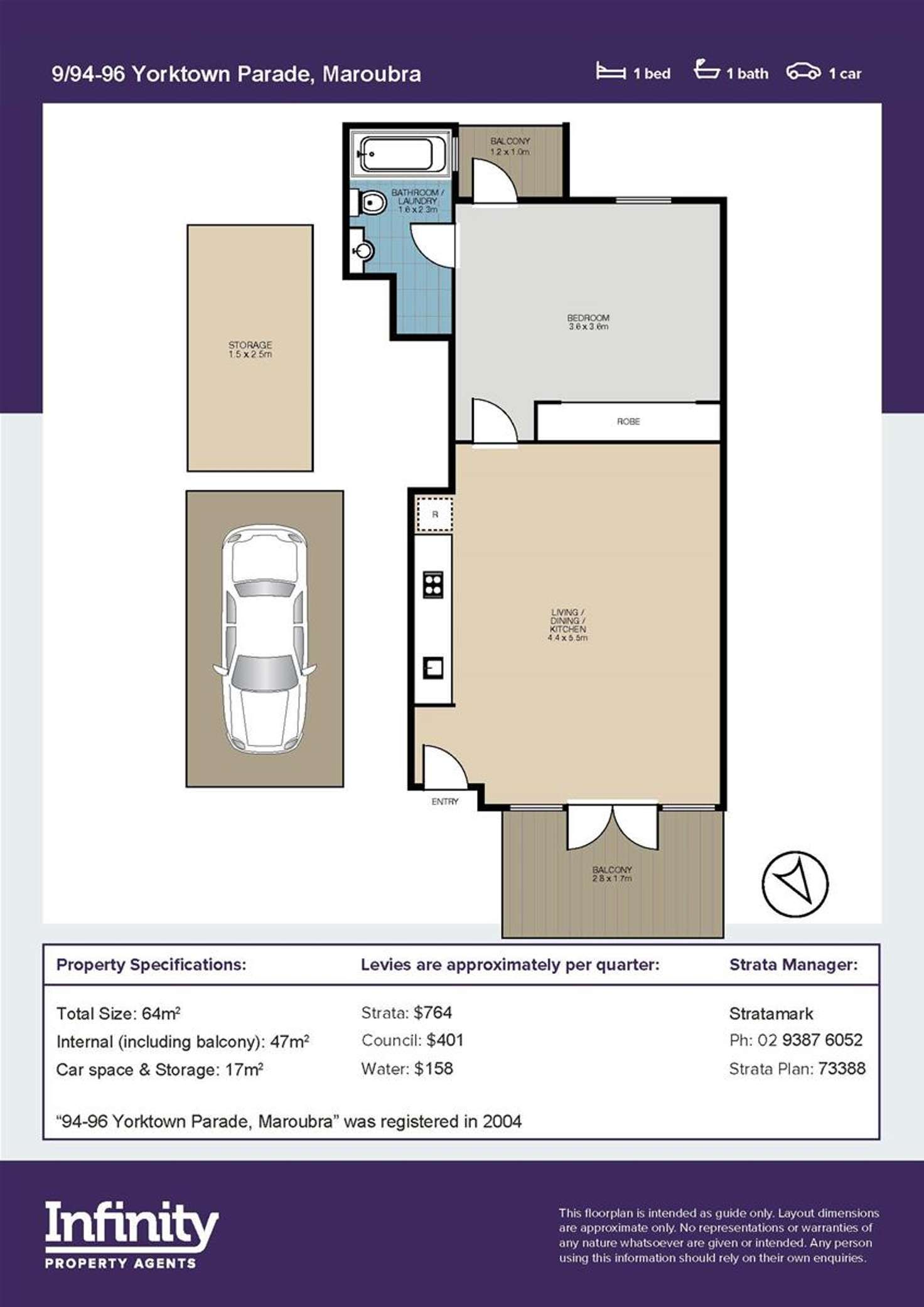 Floorplan of Homely apartment listing, 9/94-96 Yorktown Parade, Maroubra NSW 2035