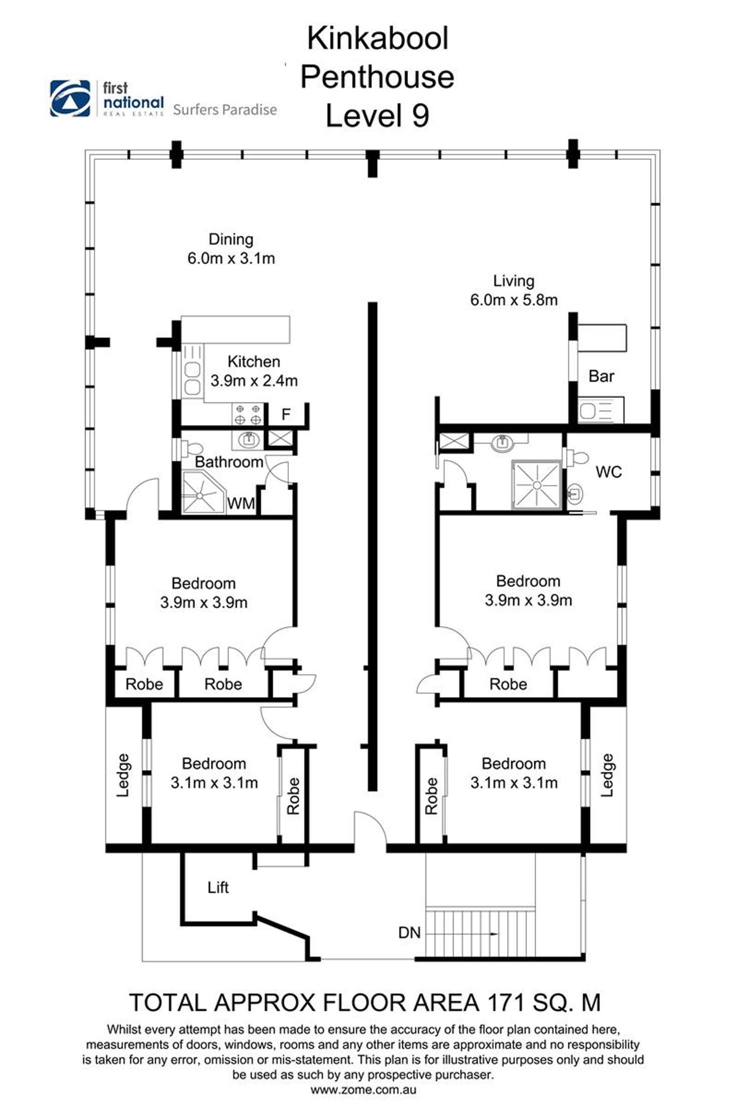 Floorplan of Homely apartment listing, Penthouse 9/34 Hanlan Street, Surfers Paradise QLD 4217