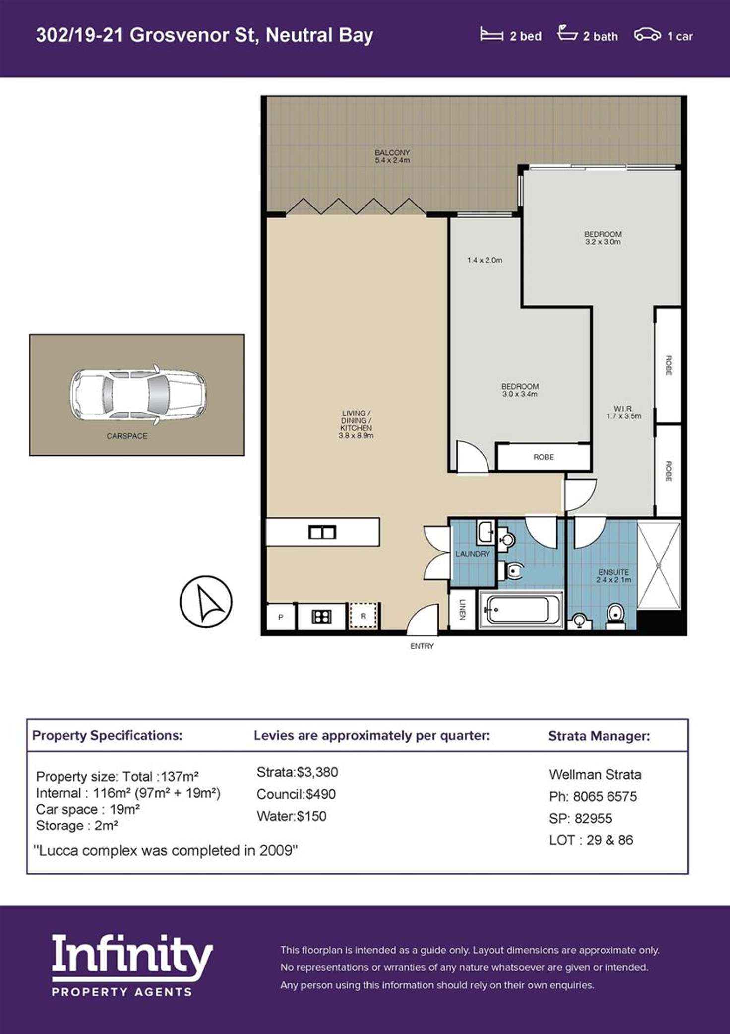 Floorplan of Homely apartment listing, 302/19-21 Grosvenor Street, Neutral Bay NSW 2089
