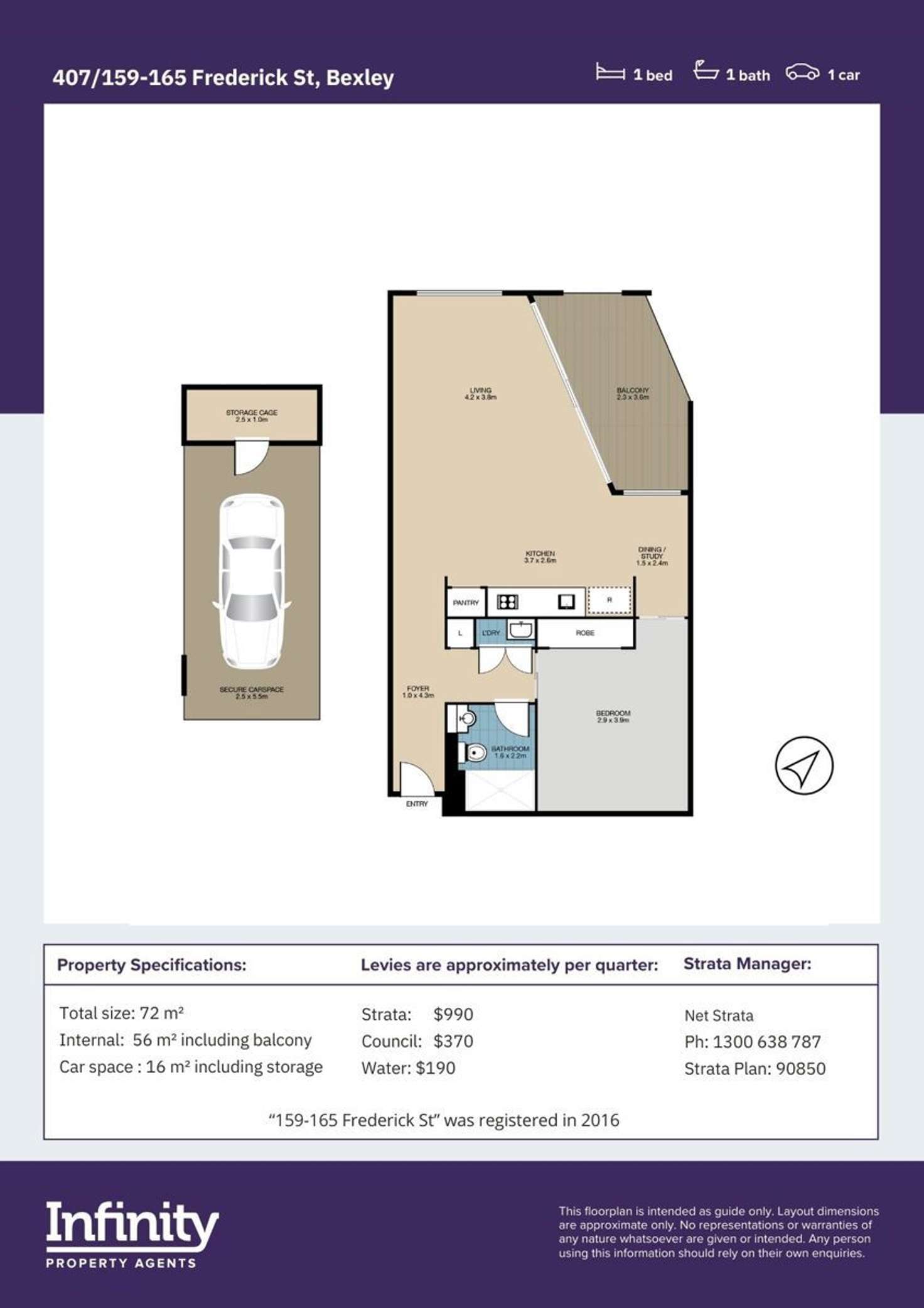 Floorplan of Homely apartment listing, 407/159-165 Frederick Street, Bexley NSW 2207