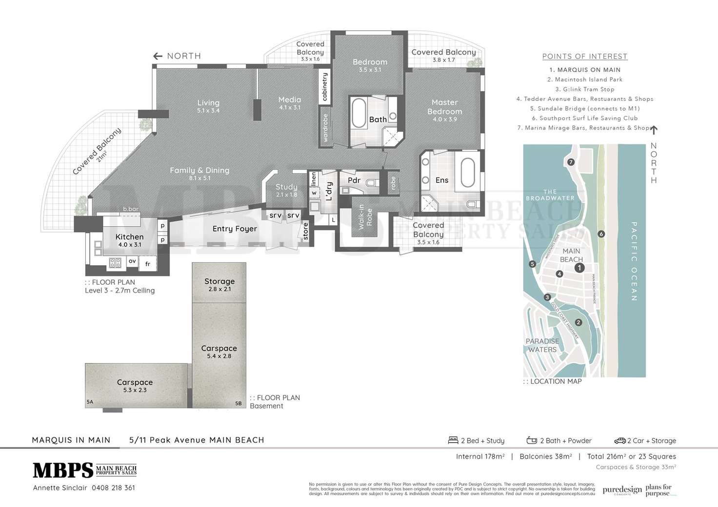 Floorplan of Homely apartment listing, 'MARQUIS ON MAIN' 11 Peak Avenue, Main Beach QLD 4217
