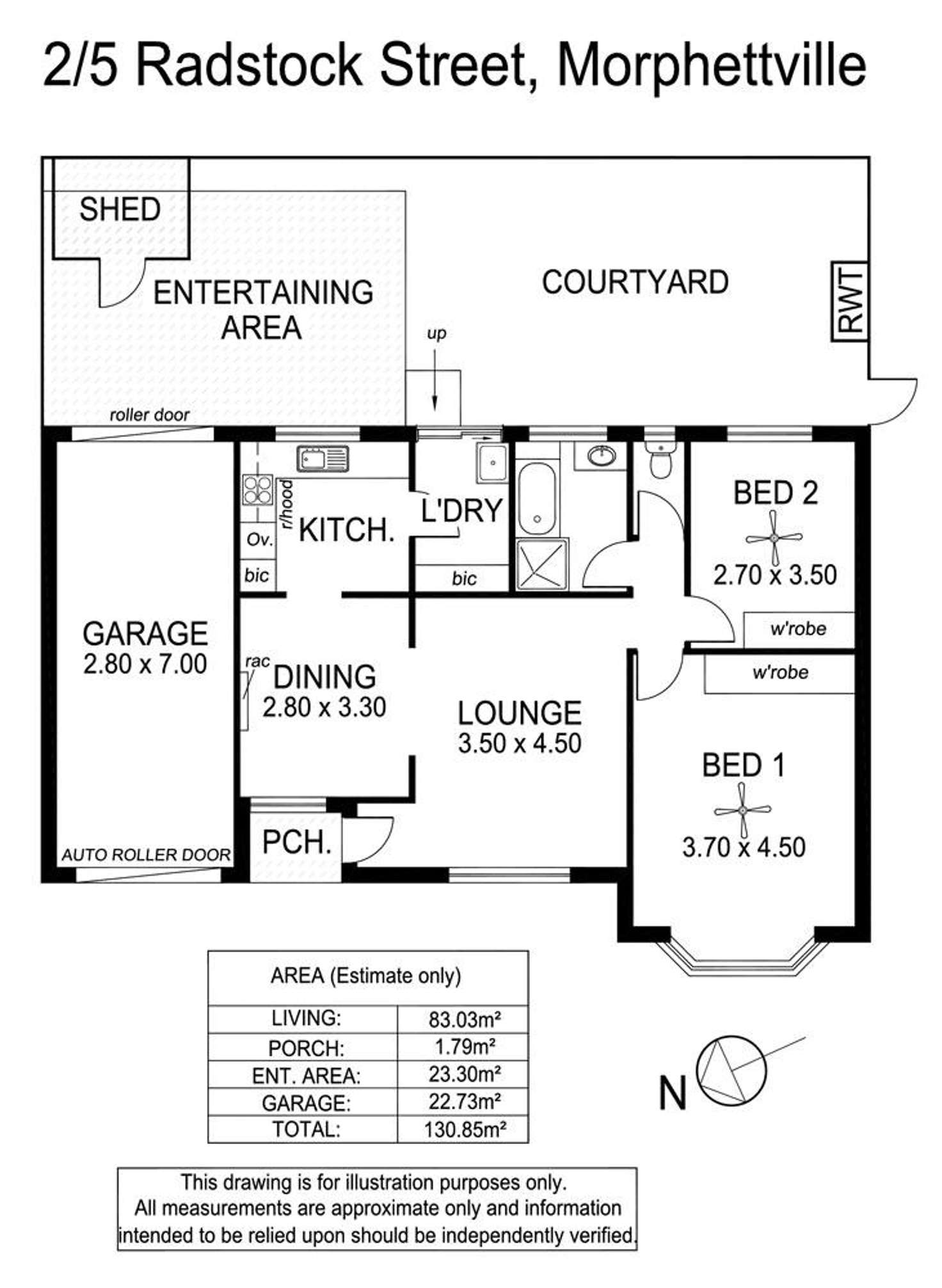 Floorplan of Homely unit listing, 2/5 Radstock Street, Morphettville SA 5043