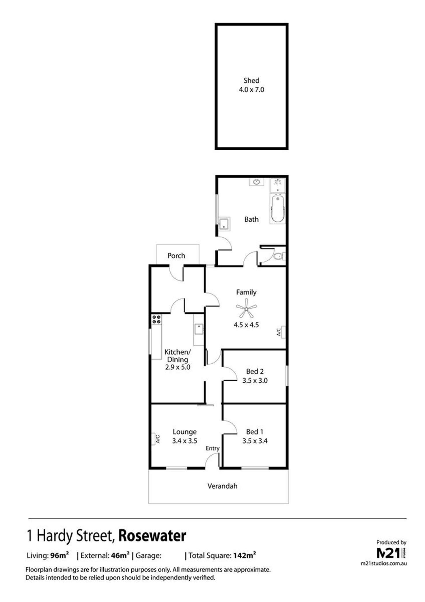 Floorplan of Homely house listing, 1 Hardy Street, Rosewater SA 5013